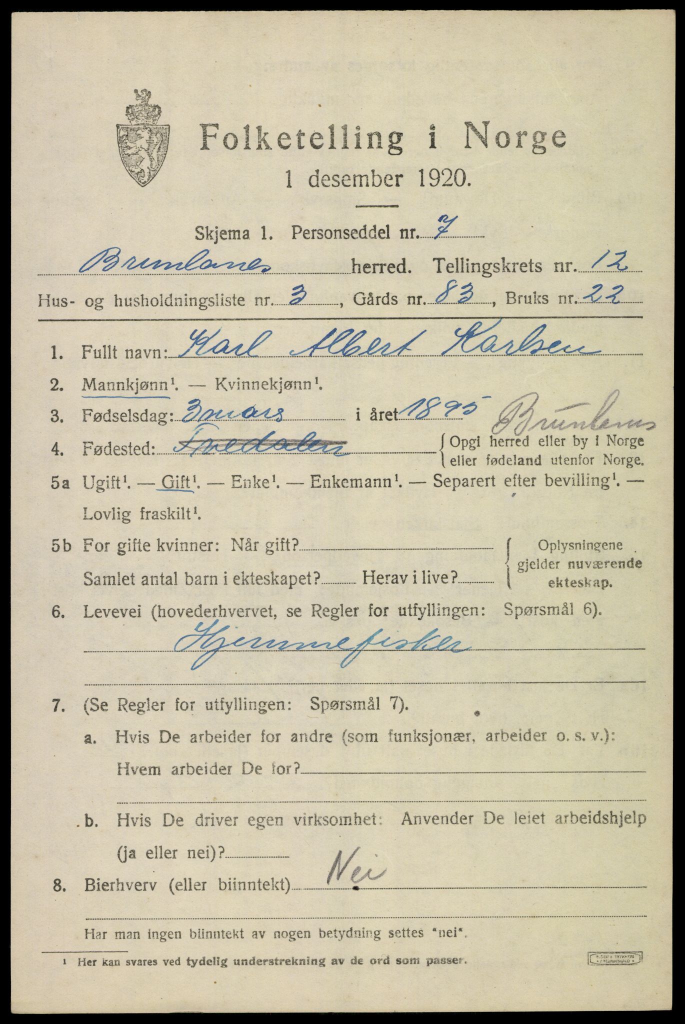 SAKO, 1920 census for Brunlanes, 1920, p. 10531