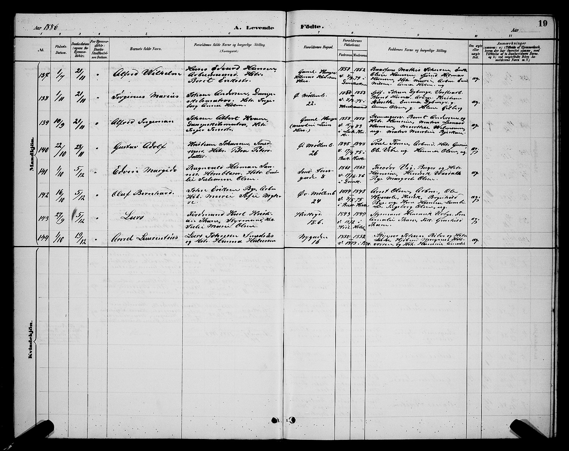 Ministerialprotokoller, klokkerbøker og fødselsregistre - Sør-Trøndelag, SAT/A-1456/604/L0222: Parish register (copy) no. 604C05, 1886-1895, p. 19