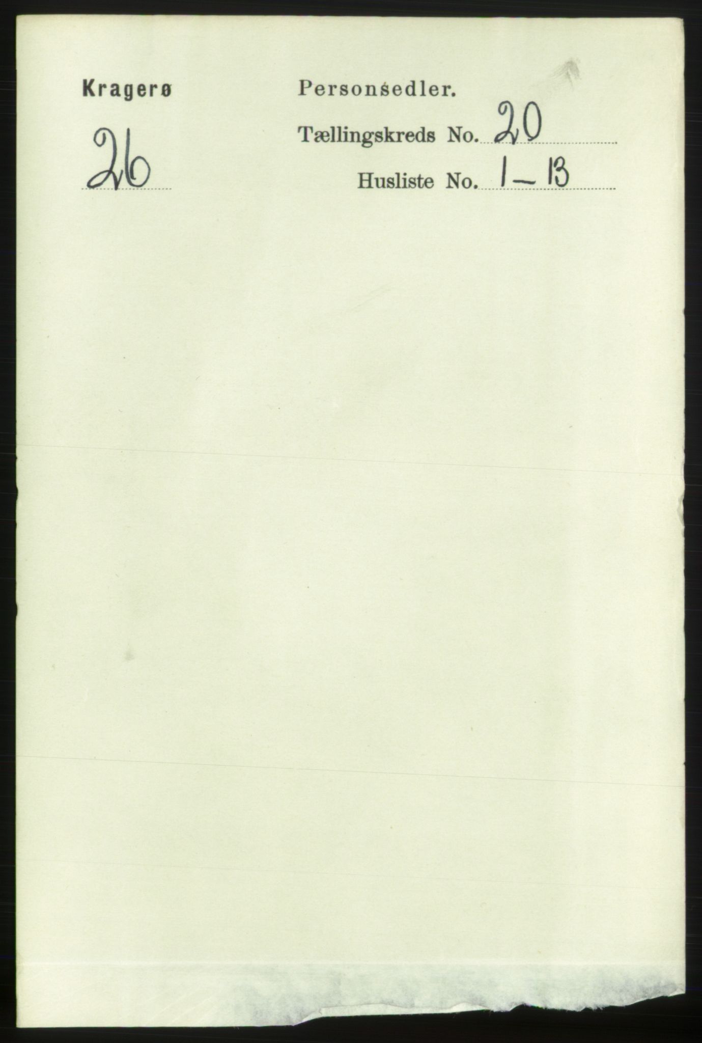 RA, 1891 census for 0801 Kragerø, 1891, p. 4606