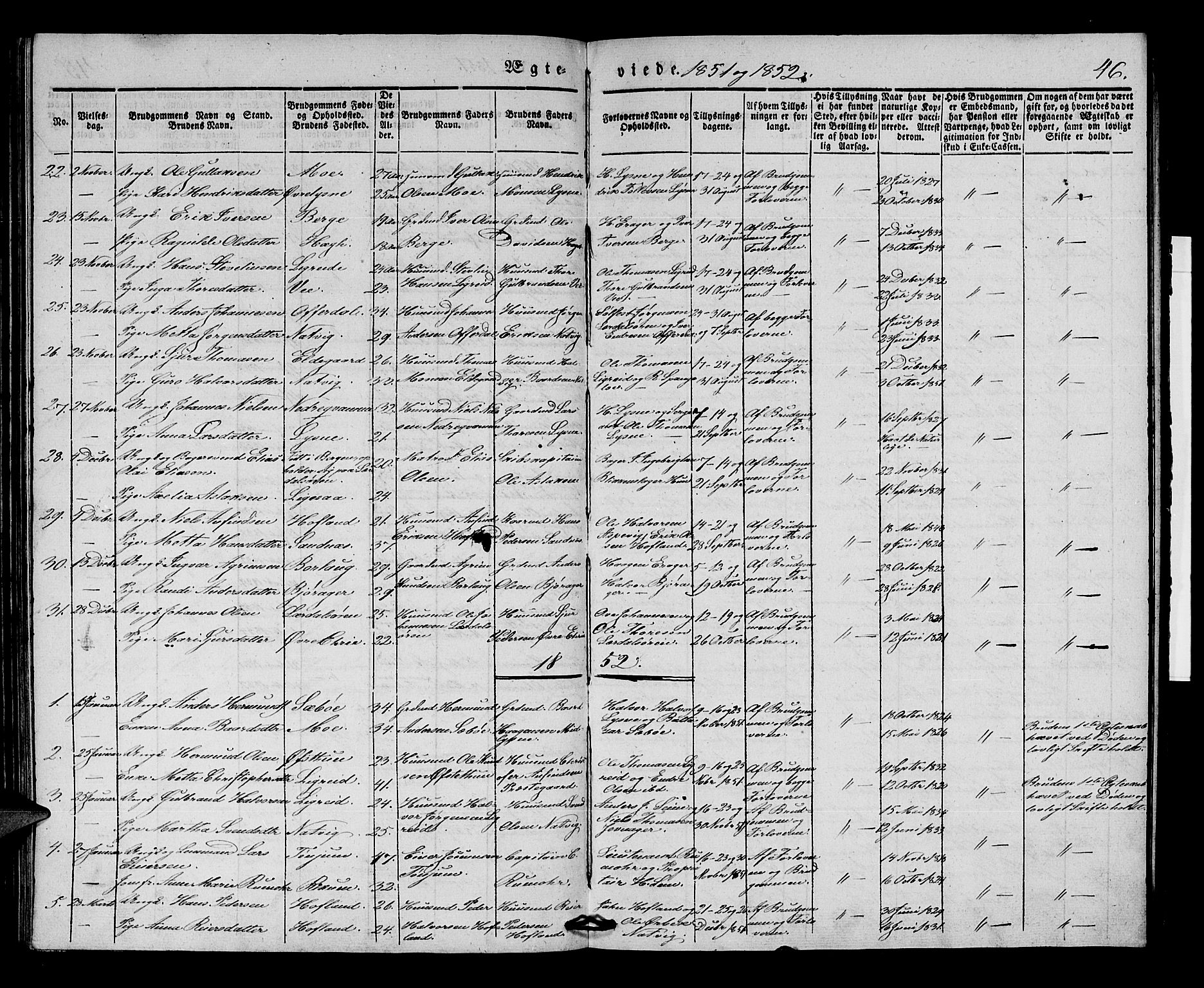 Lærdal sokneprestembete, SAB/A-81201: Parish register (official) no. A 8, 1834-1853, p. 46
