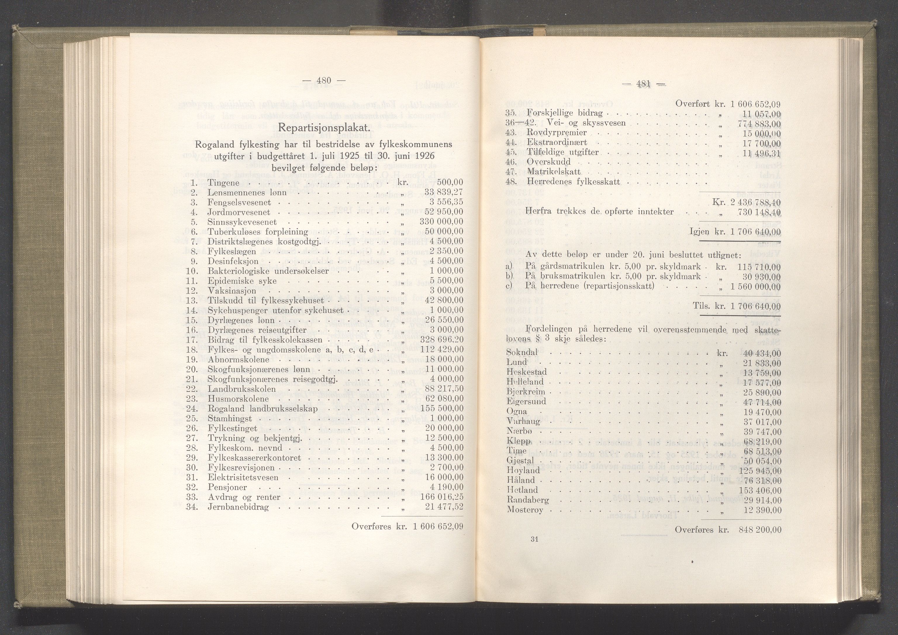 Rogaland fylkeskommune - Fylkesrådmannen , IKAR/A-900/A/Aa/Aaa/L0044: Møtebok , 1925, p. 480-481