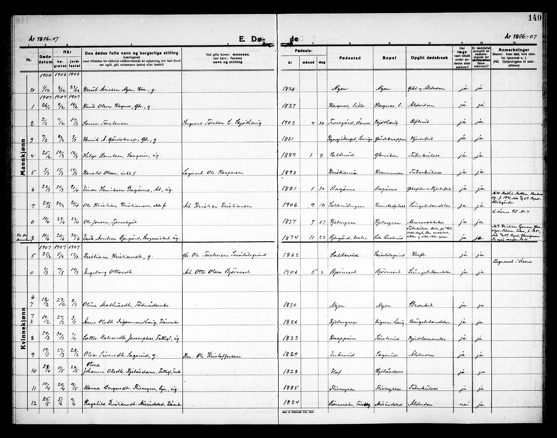 Åsnes prestekontor, AV/SAH-PREST-042/H/Ha/Haa/L0000D: Parish register (official) no. 0B, 1890-1929, p. 149