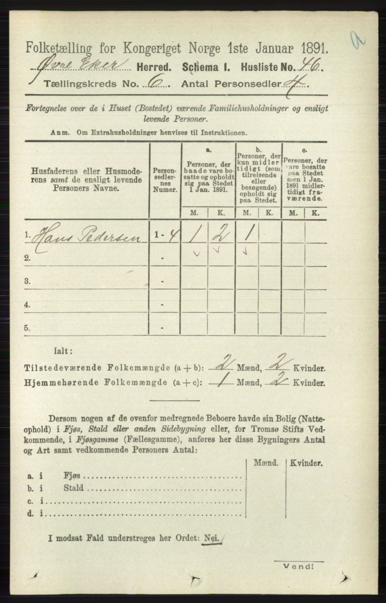 RA, 1891 census for 0624 Øvre Eiker, 1891, p. 2229