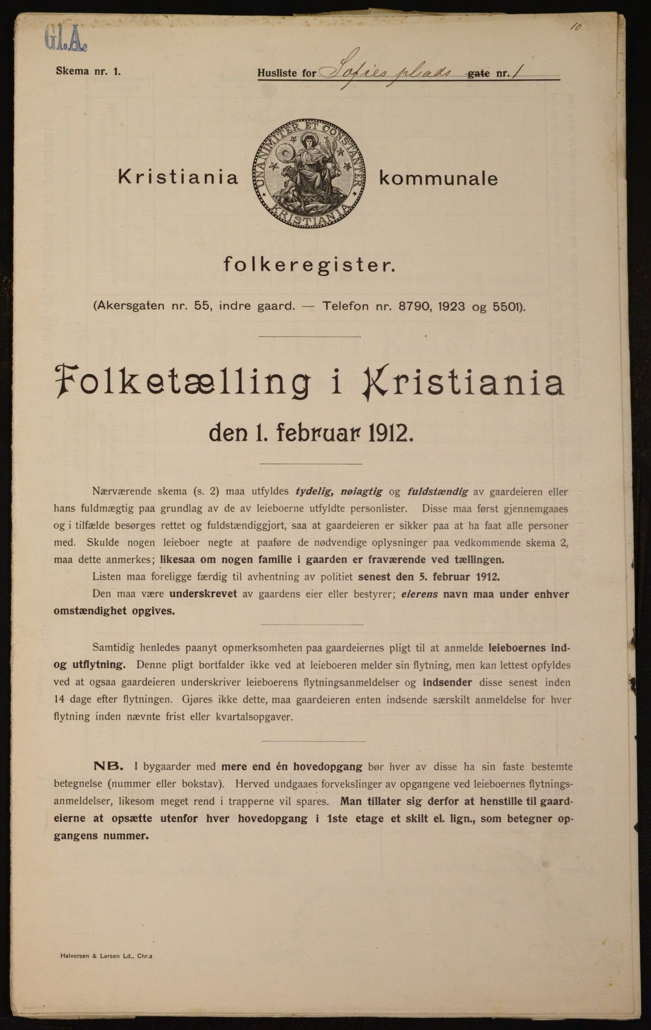 OBA, Municipal Census 1912 for Kristiania, 1912, p. 99645