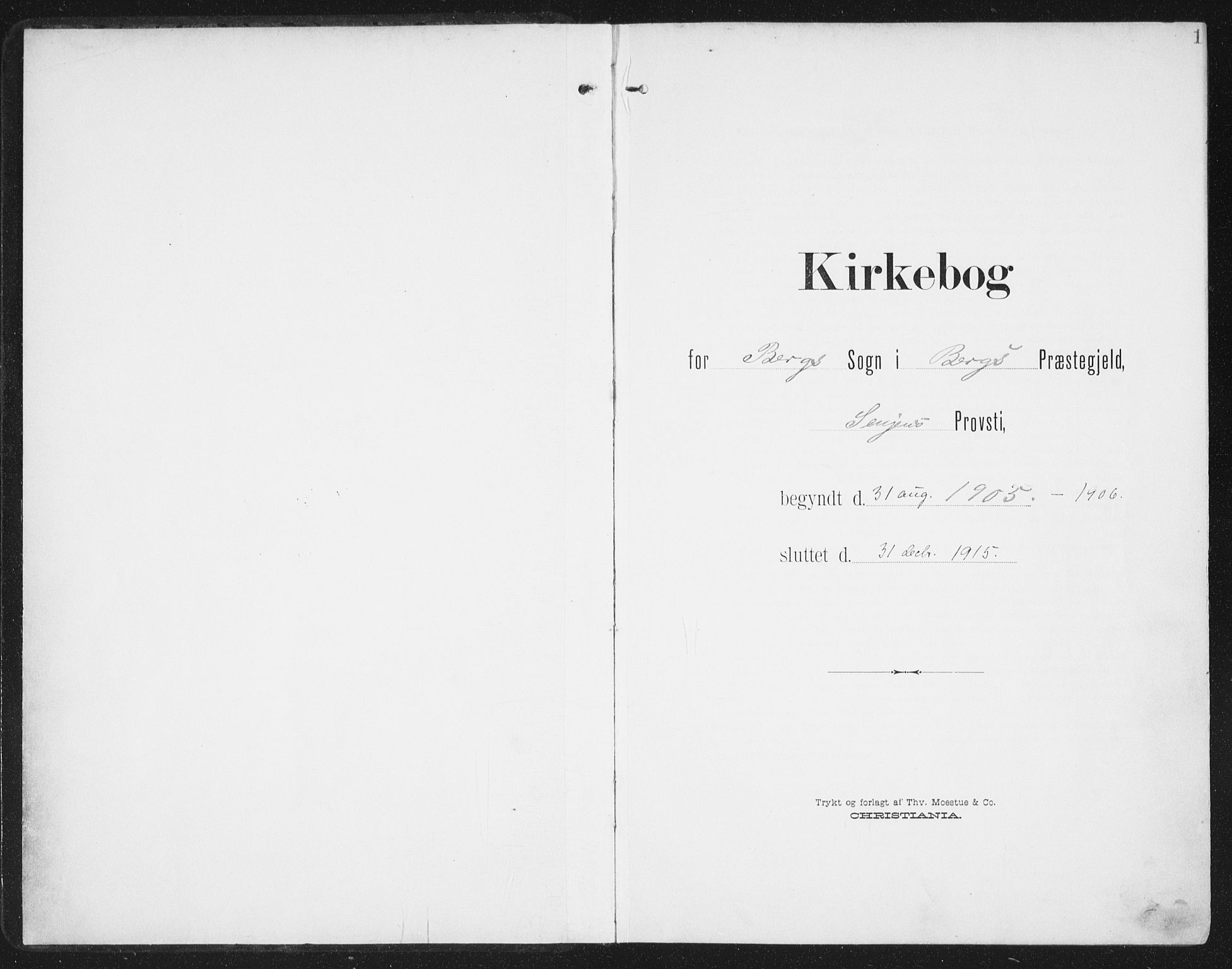 Berg sokneprestkontor, AV/SATØ-S-1318/G/Ga/Gaa/L0007kirke: Parish register (official) no. 7, 1906-1915, p. 1