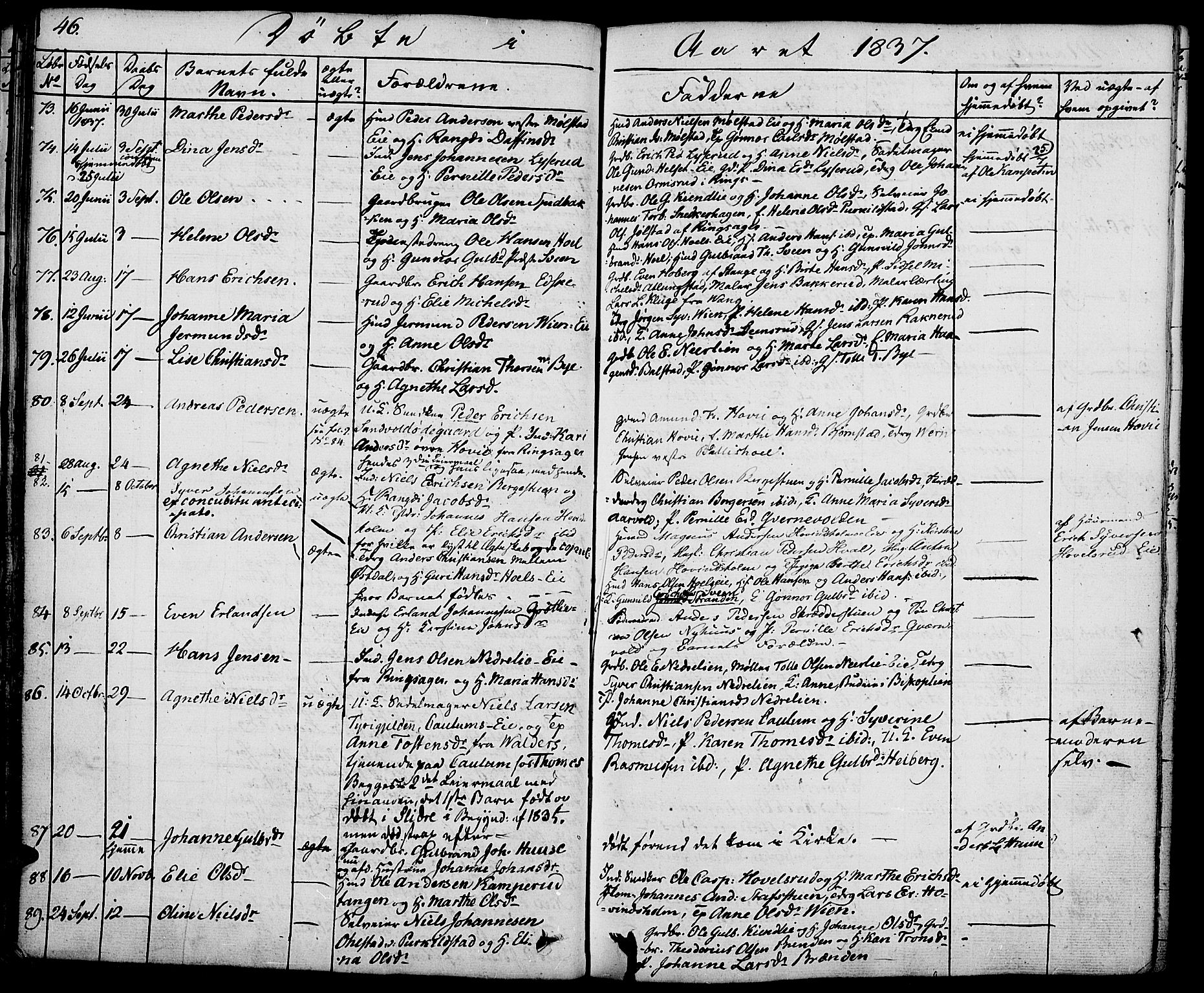 Nes prestekontor, Hedmark, SAH/PREST-020/K/Ka/L0003: Parish register (official) no. 3, 1827-1851, p. 46