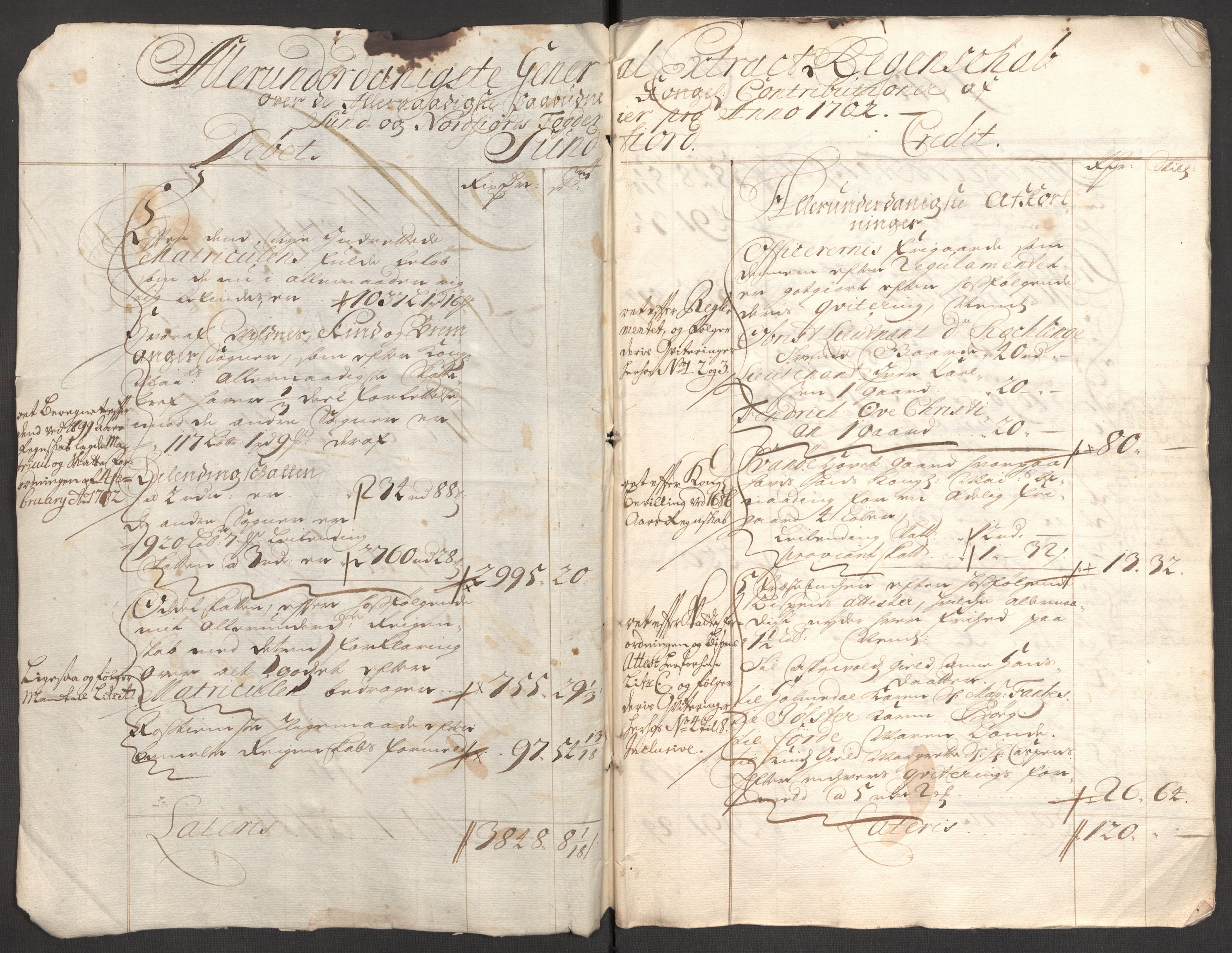 Rentekammeret inntil 1814, Reviderte regnskaper, Fogderegnskap, RA/EA-4092/R53/L3426: Fogderegnskap Sunn- og Nordfjord, 1702, p. 4