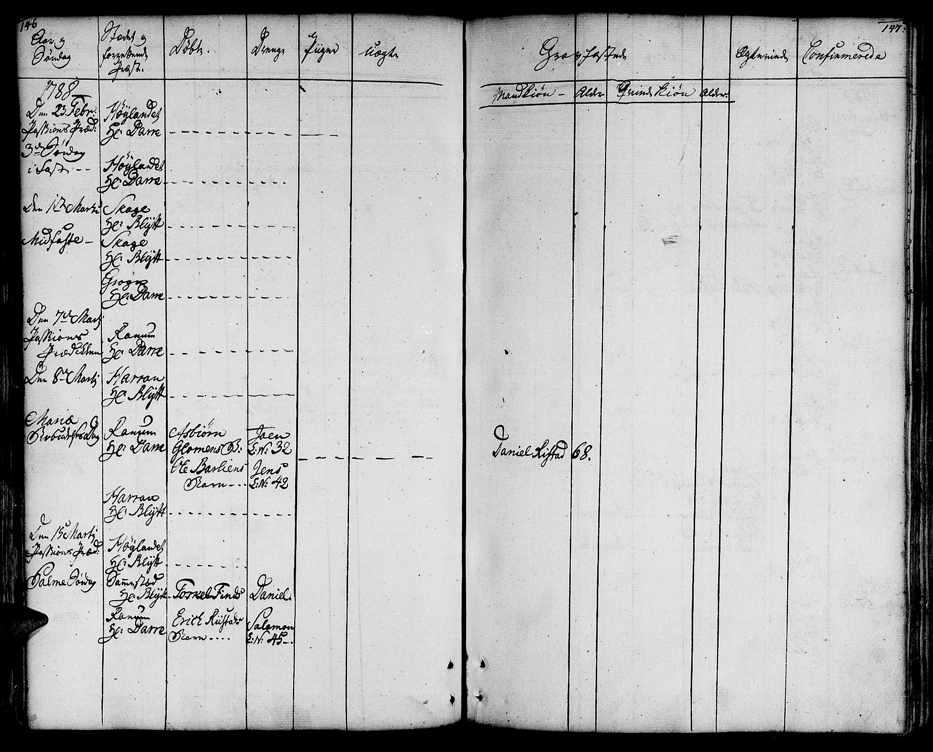 Ministerialprotokoller, klokkerbøker og fødselsregistre - Nord-Trøndelag, AV/SAT-A-1458/764/L0544: Parish register (official) no. 764A04, 1780-1798, p. 146-147