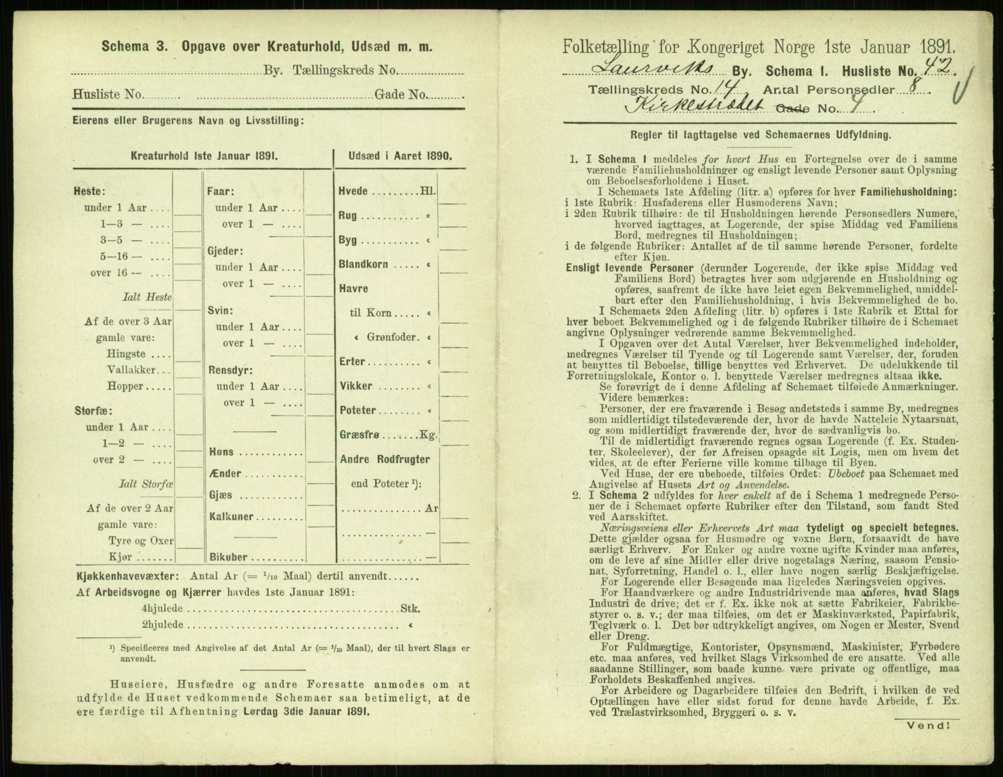 RA, 1891 census for 0707 Larvik, 1891, p. 1695