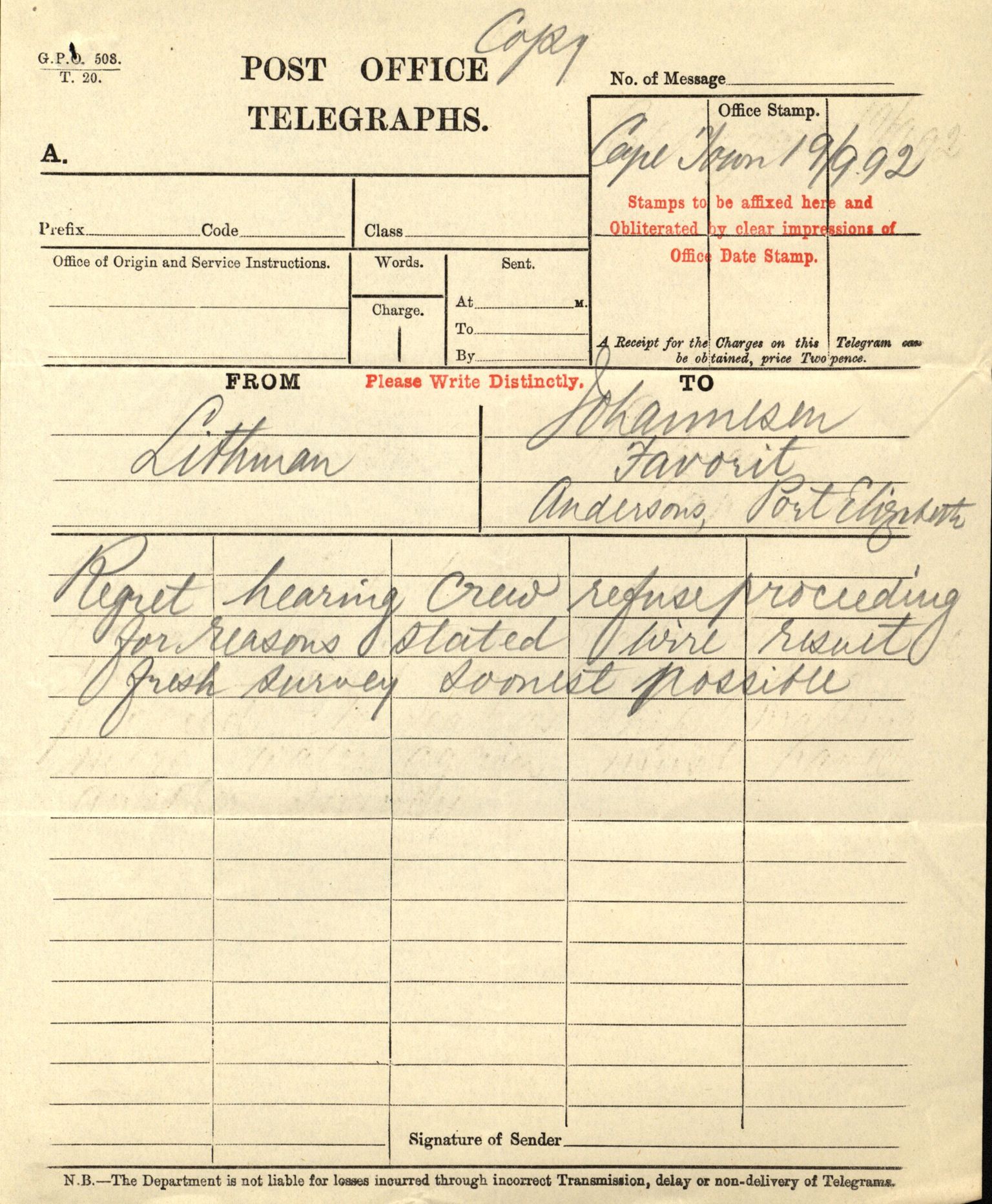 Pa 63 - Østlandske skibsassuranceforening, VEMU/A-1079/G/Ga/L0028/0002: Havaridokumenter / Marie, Favorit, Tabor, Sylphiden, Berthel, America, 1892, p. 23