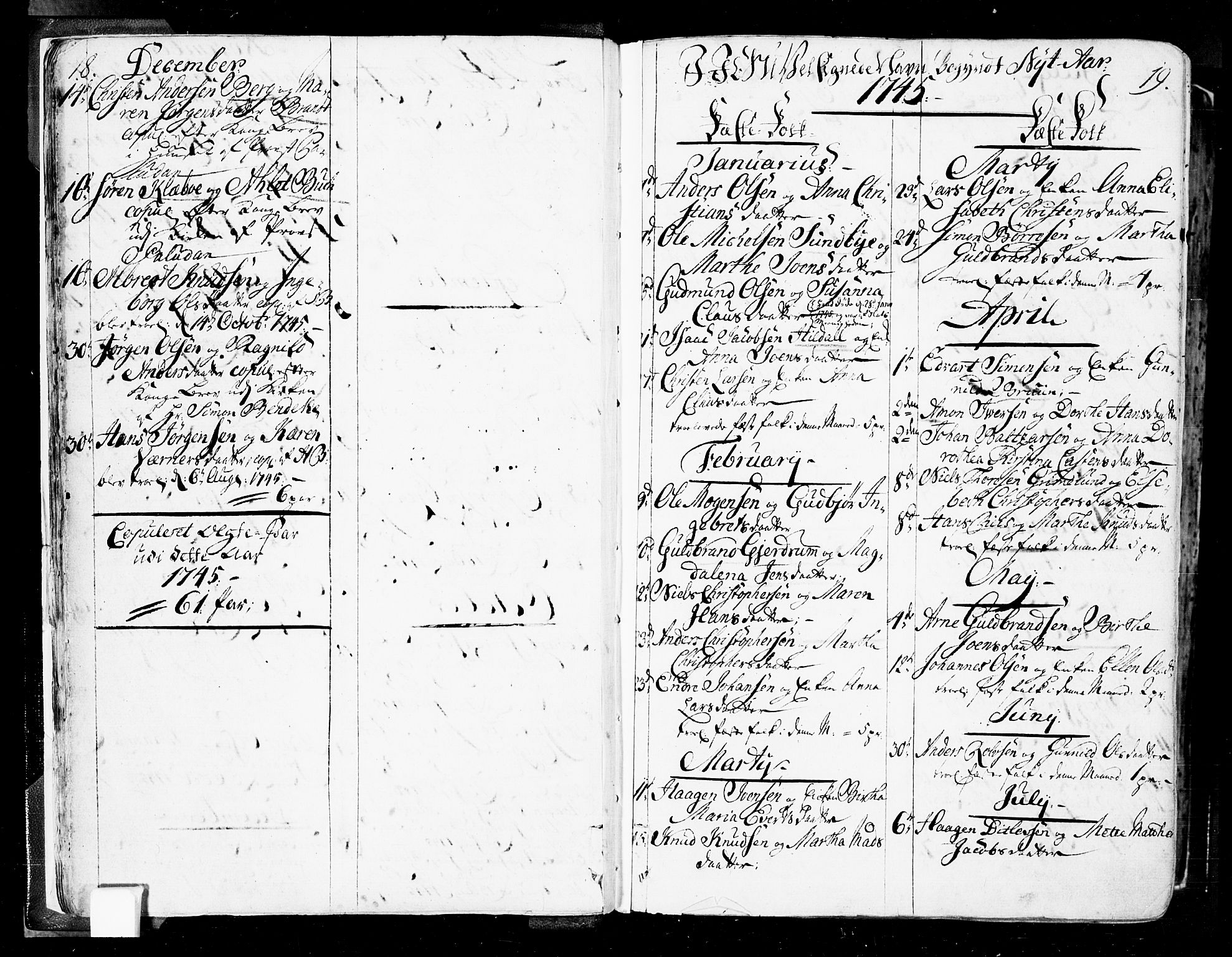 Oslo domkirke Kirkebøker, SAO/A-10752/F/Fa/L0004: Parish register (official) no. 4, 1743-1786, p. 18-19