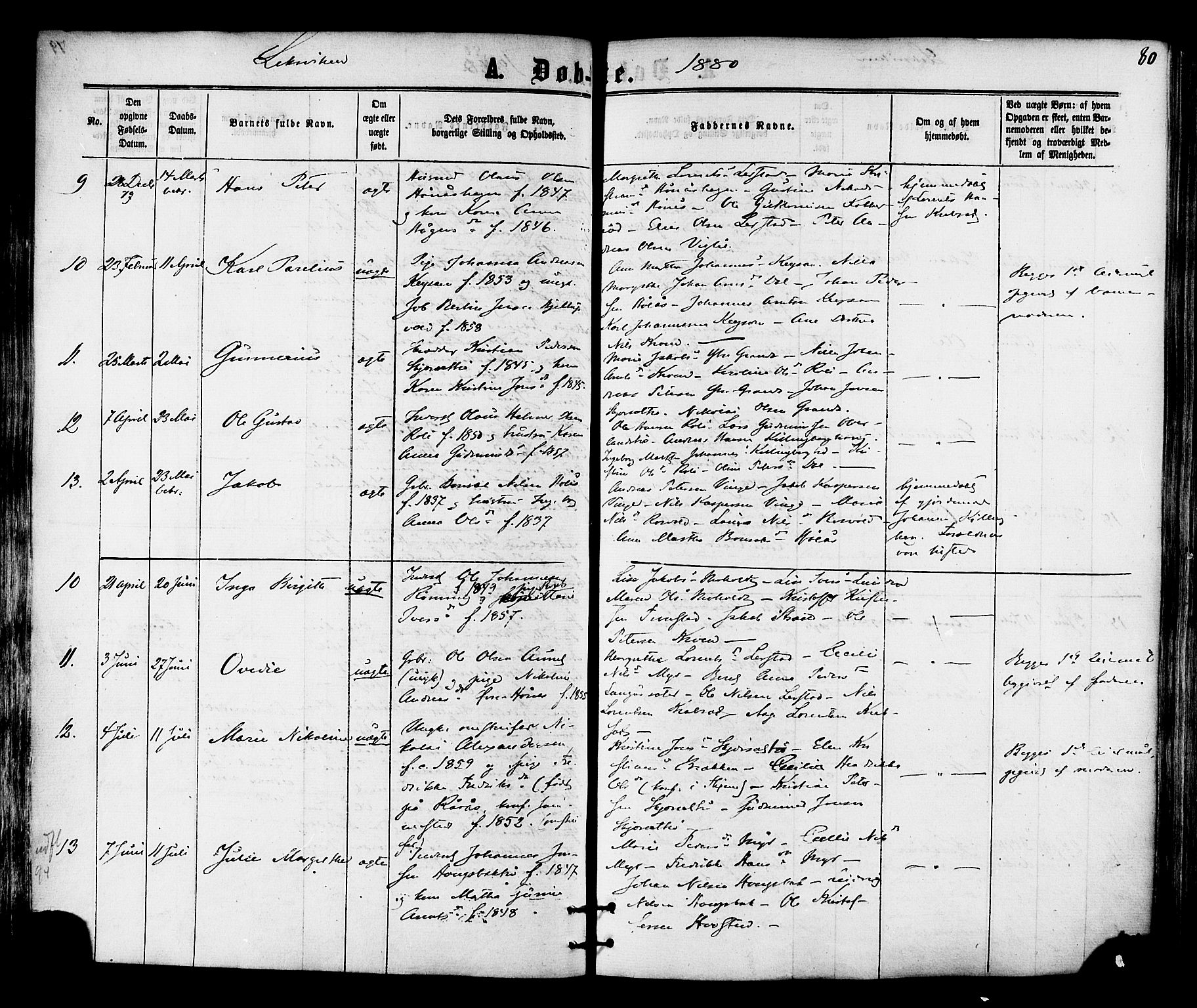 Ministerialprotokoller, klokkerbøker og fødselsregistre - Nord-Trøndelag, AV/SAT-A-1458/701/L0009: Parish register (official) no. 701A09 /1, 1864-1882, p. 80