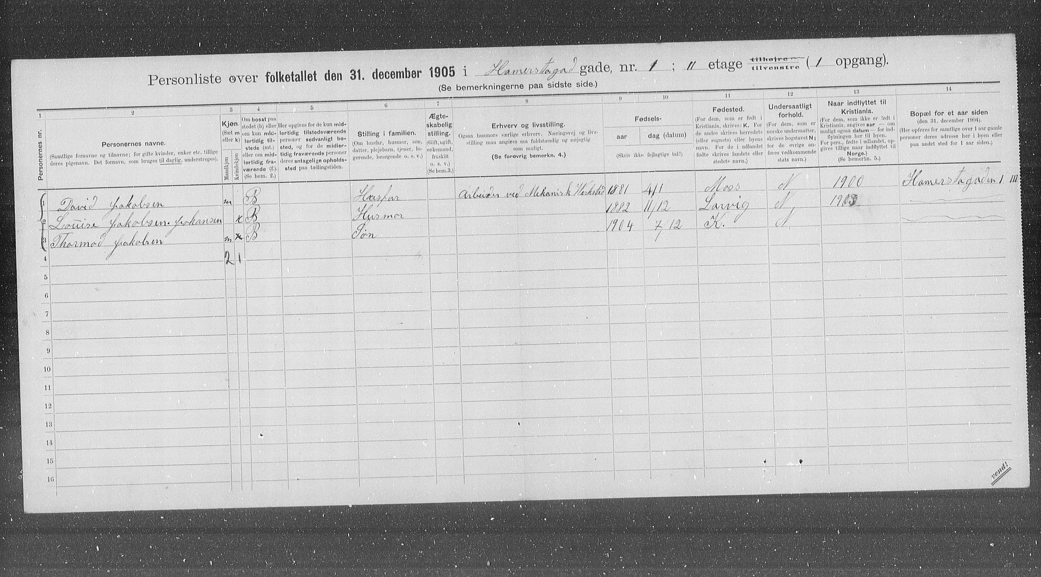 OBA, Municipal Census 1905 for Kristiania, 1905, p. 17757