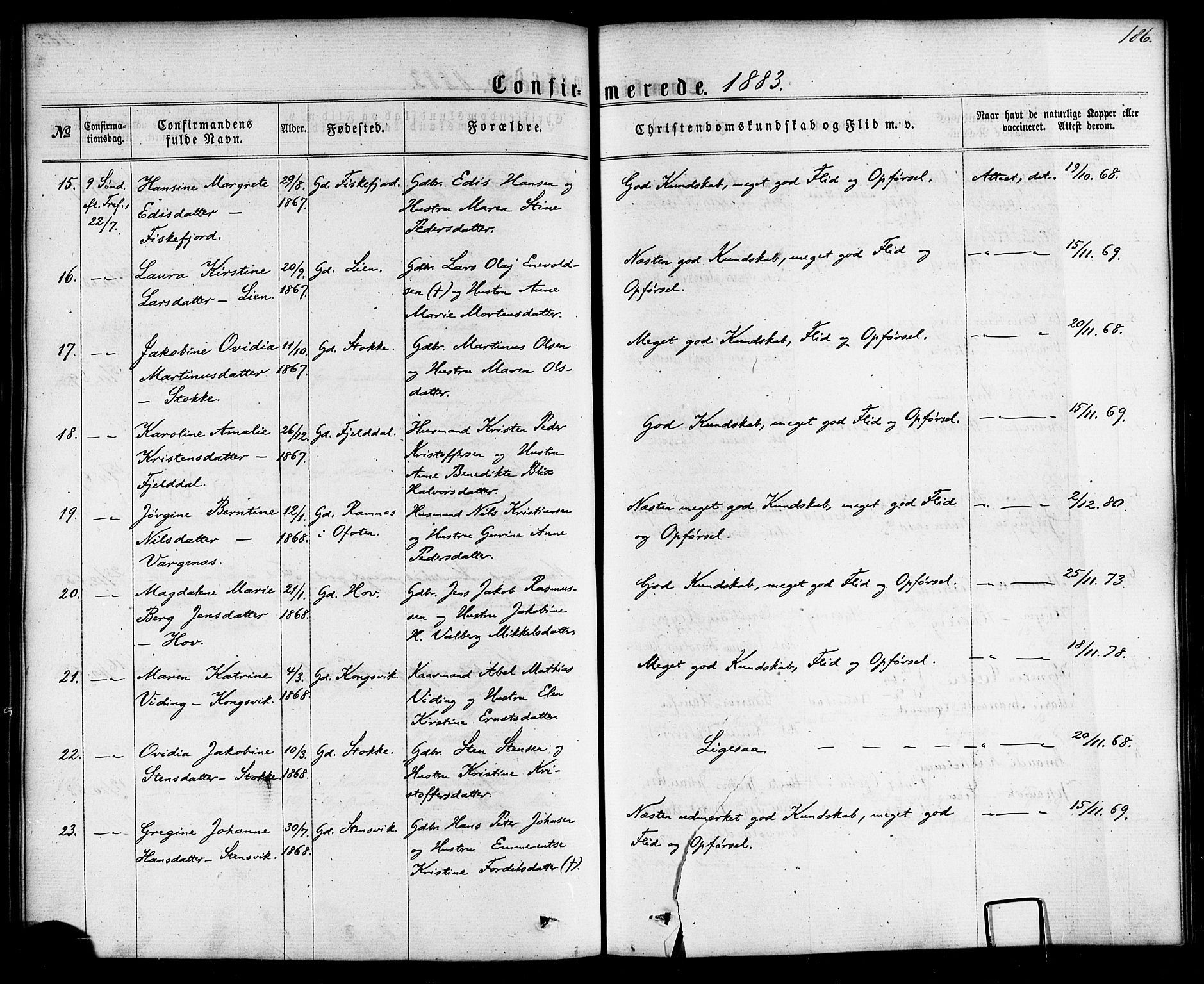 Ministerialprotokoller, klokkerbøker og fødselsregistre - Nordland, AV/SAT-A-1459/865/L0923: Parish register (official) no. 865A01, 1864-1884, p. 186