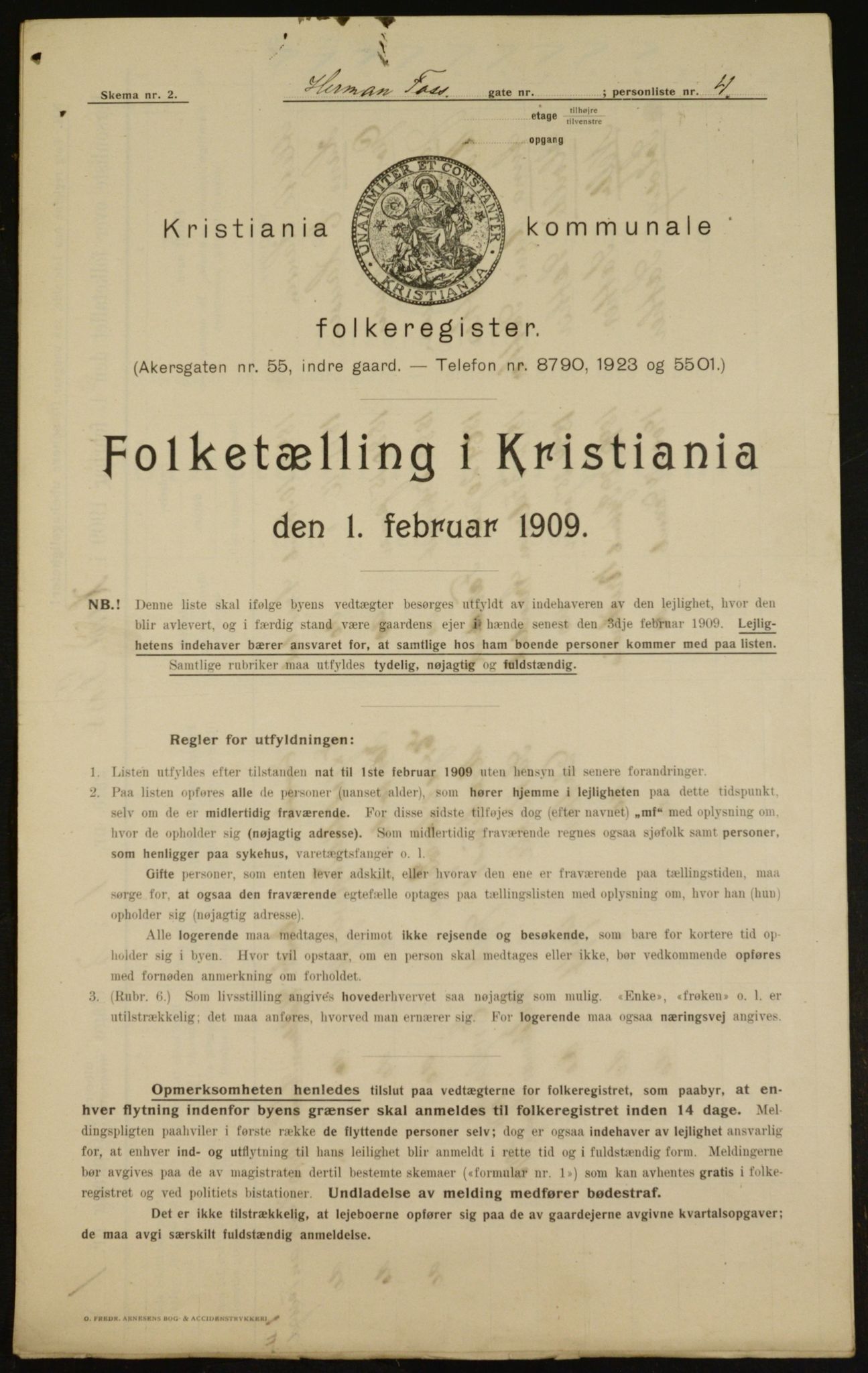 OBA, Municipal Census 1909 for Kristiania, 1909, p. 34982