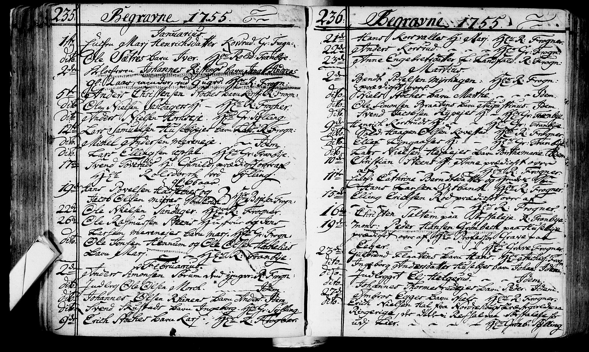 Lier kirkebøker, AV/SAKO-A-230/F/Fa/L0004: Parish register (official) no. I 4, 1749-1764, p. 235-236