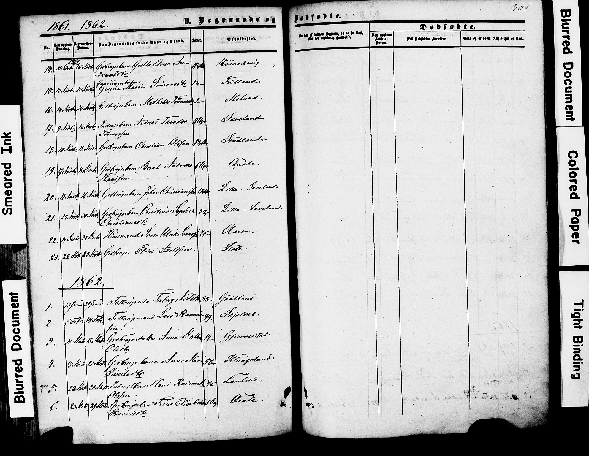 Herad sokneprestkontor, SAK/1111-0018/F/Fa/Faa/L0005: Parish register (official) no. A 5, 1853-1886, p. 301