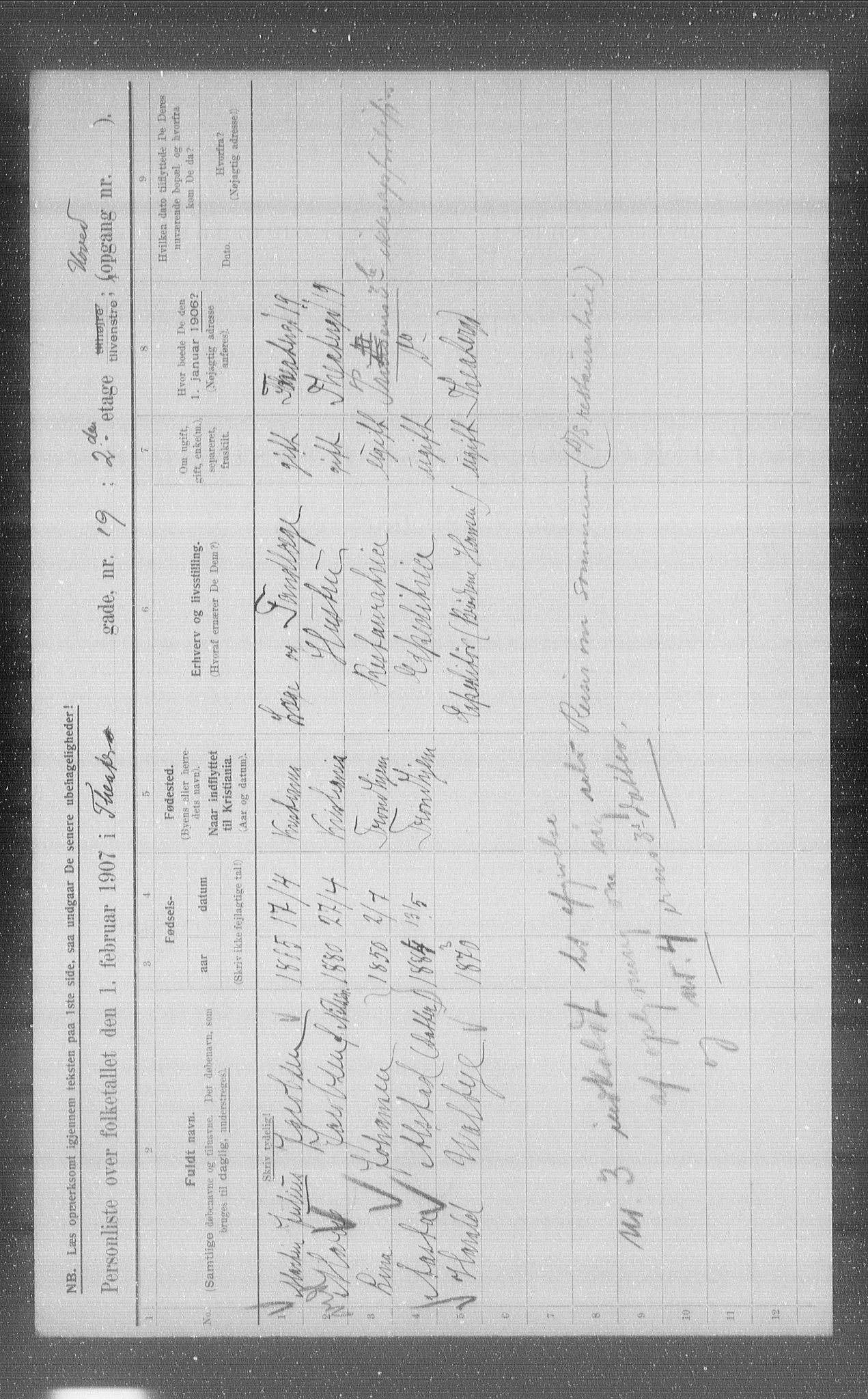 OBA, Municipal Census 1907 for Kristiania, 1907, p. 54600