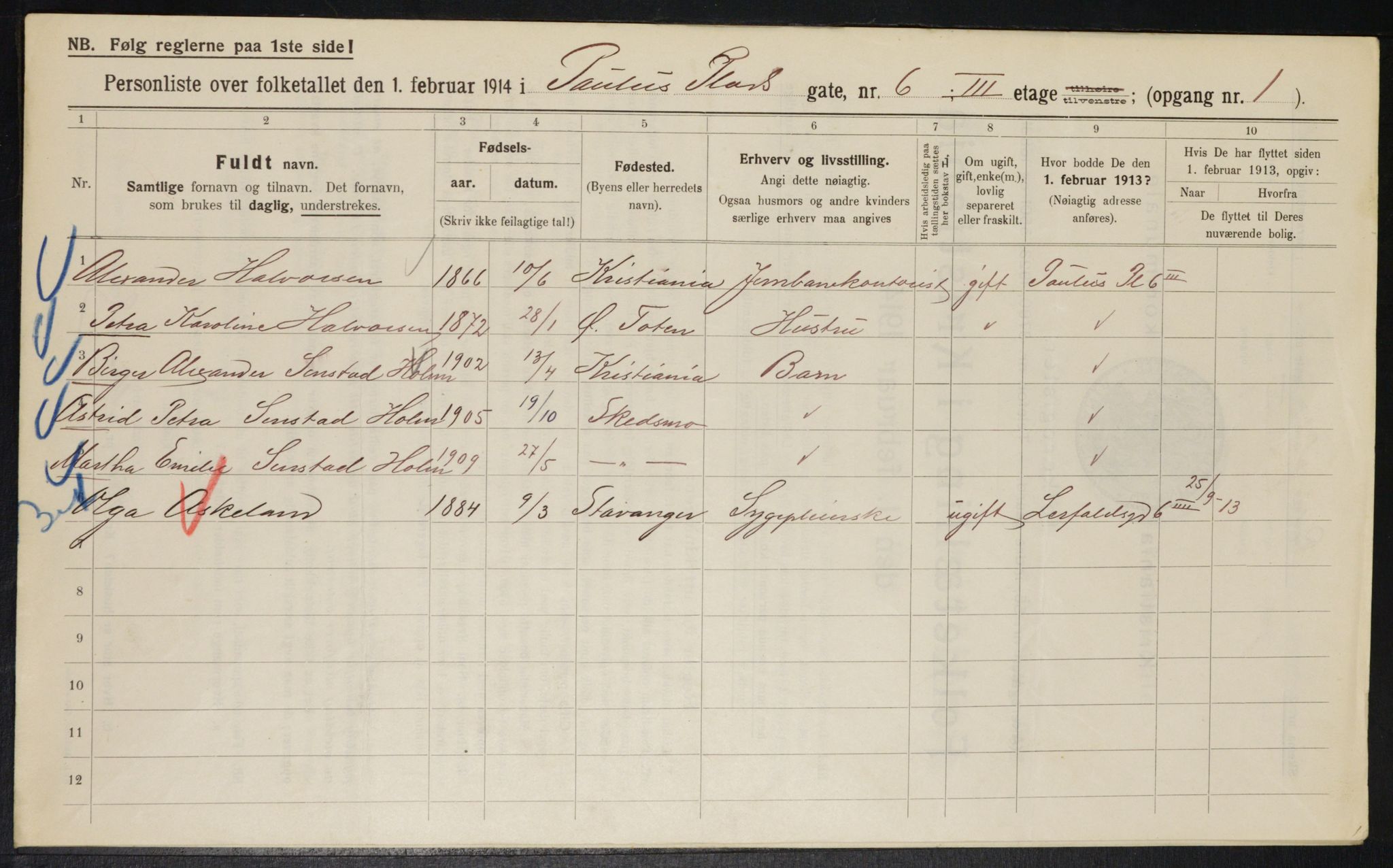 OBA, Municipal Census 1914 for Kristiania, 1914, p. 78795