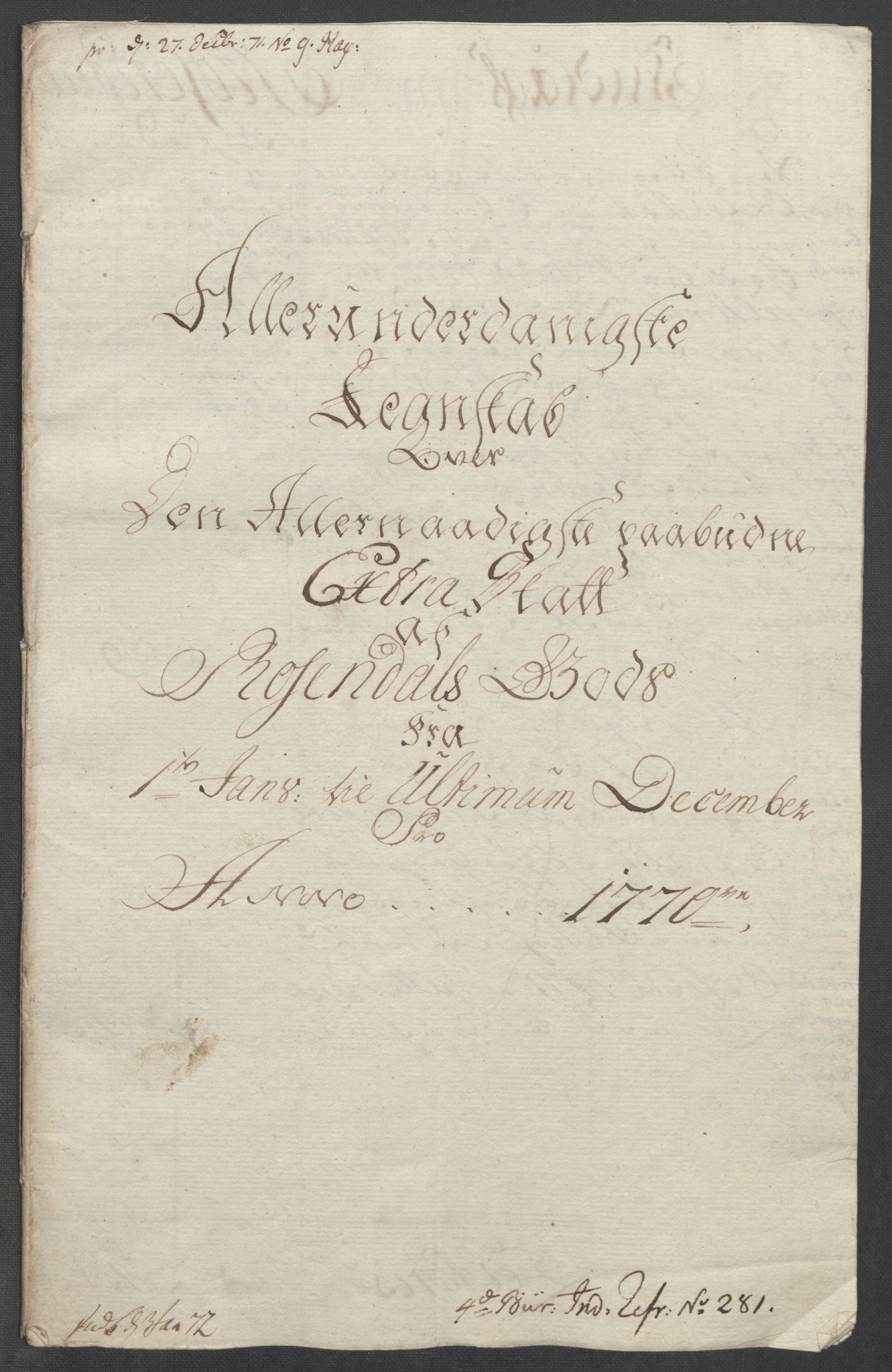Rentekammeret inntil 1814, Reviderte regnskaper, Fogderegnskap, RA/EA-4092/R49/L3157: Ekstraskatten Rosendal Baroni, 1762-1772, p. 279