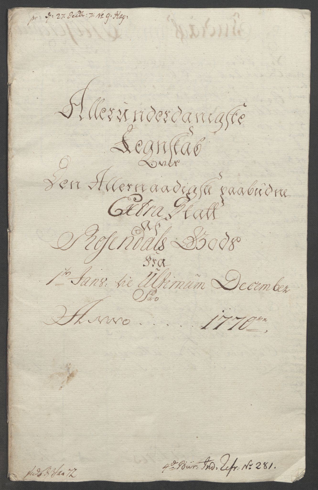 Rentekammeret inntil 1814, Reviderte regnskaper, Fogderegnskap, AV/RA-EA-4092/R49/L3157: Ekstraskatten Rosendal Baroni, 1762-1772, p. 279