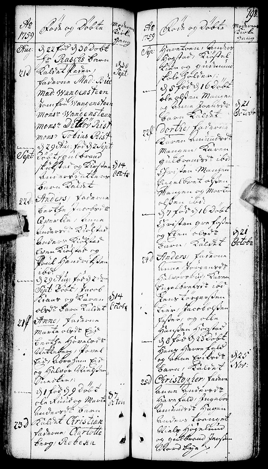 Aurskog prestekontor Kirkebøker, AV/SAO-A-10304a/F/Fa/L0002: Parish register (official) no. I 2, 1735-1766, p. 198