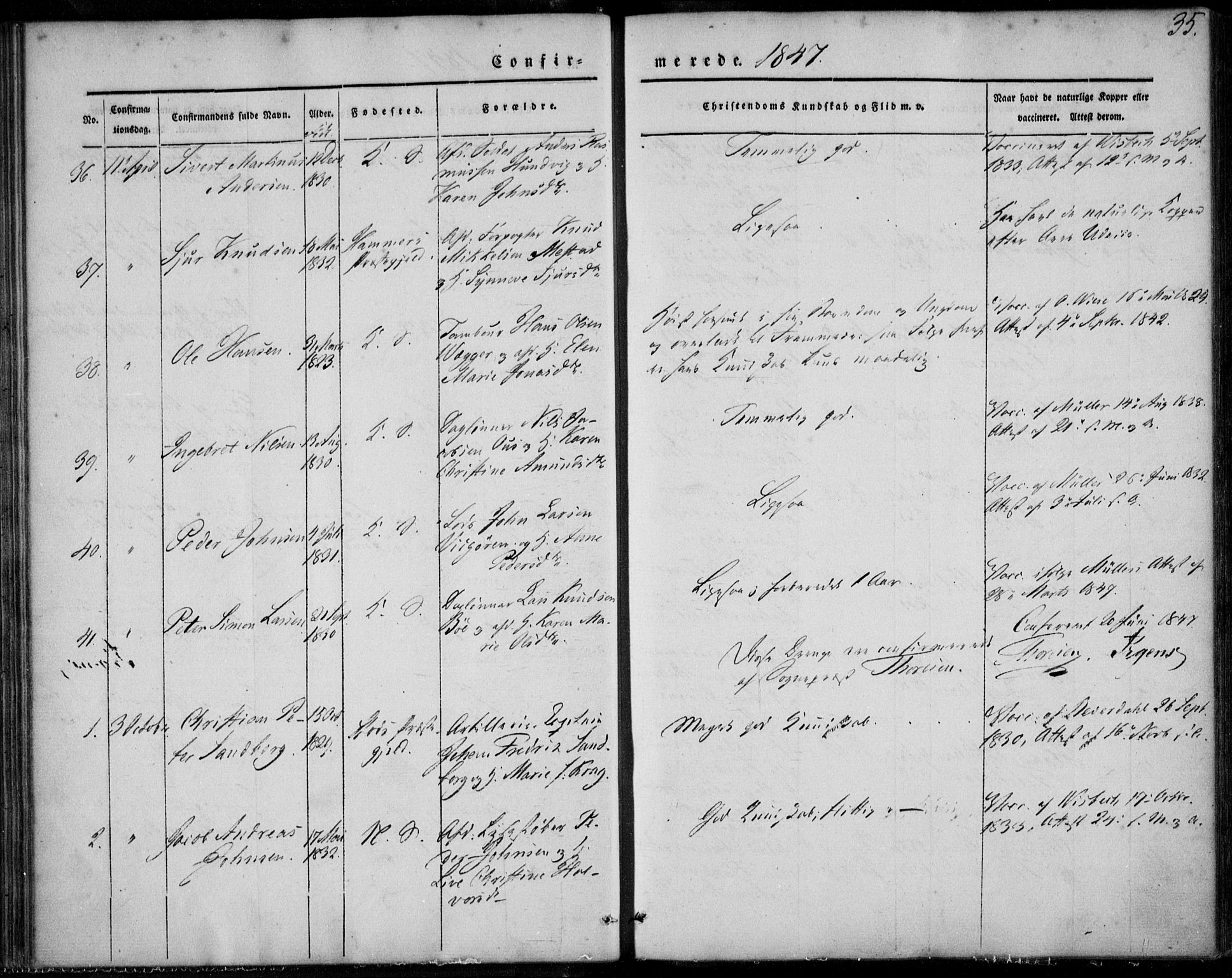 Korskirken sokneprestembete, SAB/A-76101/H/Haa/L0026: Parish register (official) no. C 2, 1842-1854, p. 35