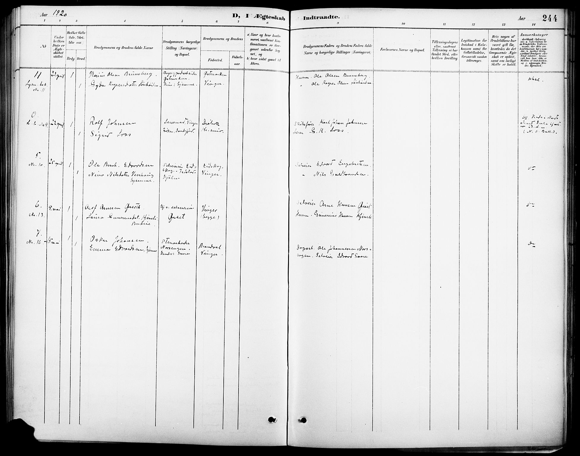 Vinger prestekontor, SAH/PREST-024/H/Ha/Hab/L0003: Parish register (copy) no. 3, 1895-1920, p. 244