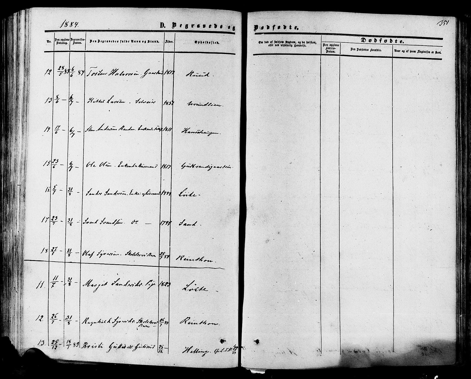 Hol kirkebøker, SAKO/A-227/F/Fa/L0002: Parish register (official) no. I 2, 1870-1886, p. 351