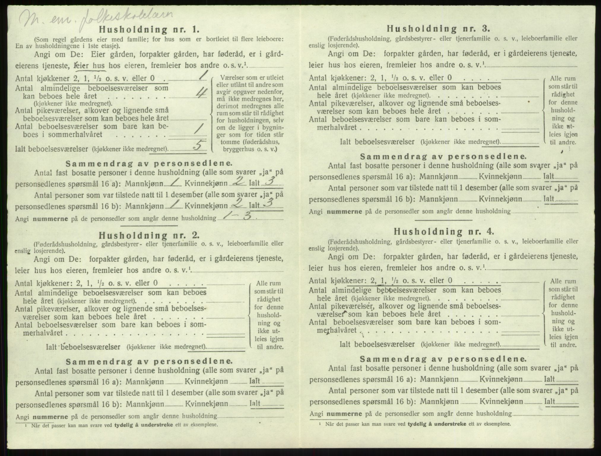 SAB, 1920 census for Vik, 1920, p. 1285