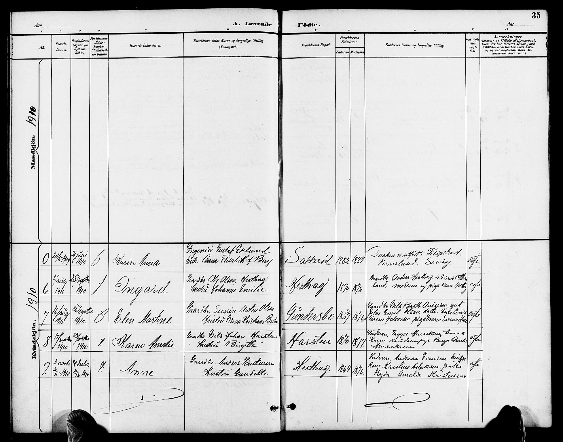 Austre Moland sokneprestkontor, SAK/1111-0001/F/Fb/Fbb/L0002: Parish register (copy) no. B 2, 1894-1918, p. 35