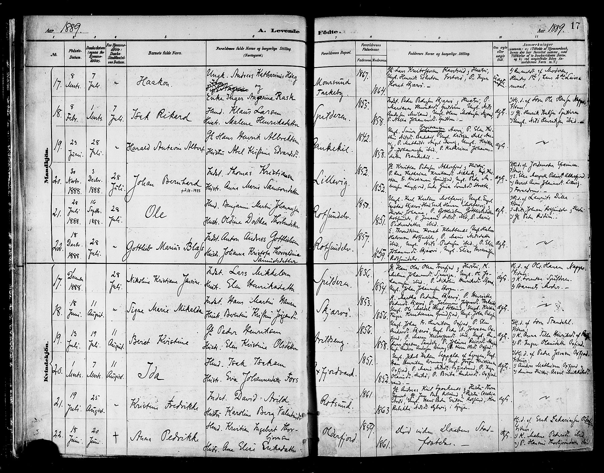 Skjervøy sokneprestkontor, SATØ/S-1300/H/Ha/Haa/L0010kirke: Parish register (official) no. 10, 1887-1898, p. 17