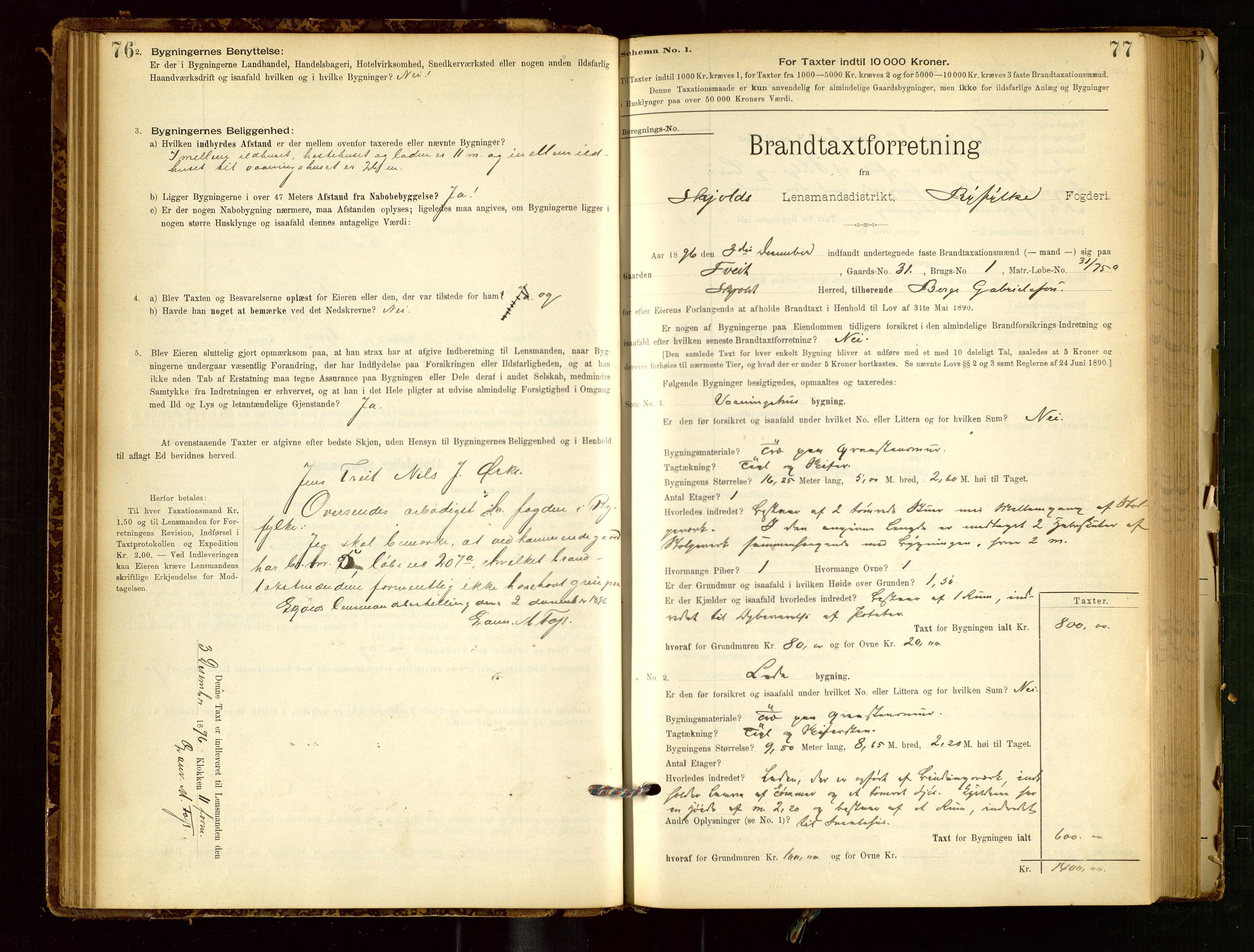 Skjold lensmannskontor, SAST/A-100182/Gob/L0001: "Brandtaxationsprotokol for Skjold Lensmandsdistrikt Ryfylke Fogderi", 1894-1939, p. 76-77
