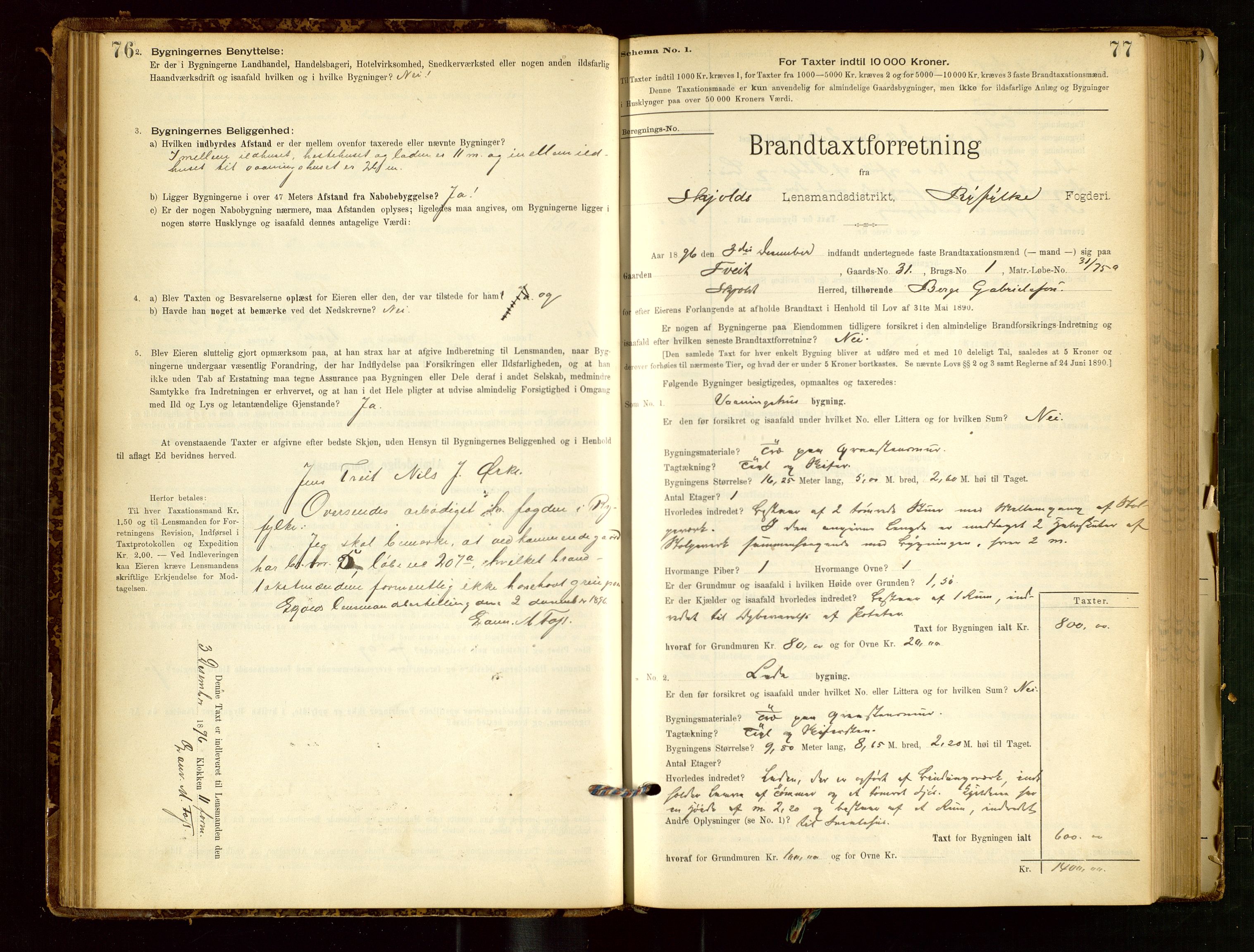 Skjold lensmannskontor, AV/SAST-A-100182/Gob/L0001: "Brandtaxationsprotokol for Skjold Lensmandsdistrikt Ryfylke Fogderi", 1894-1939, p. 76-77