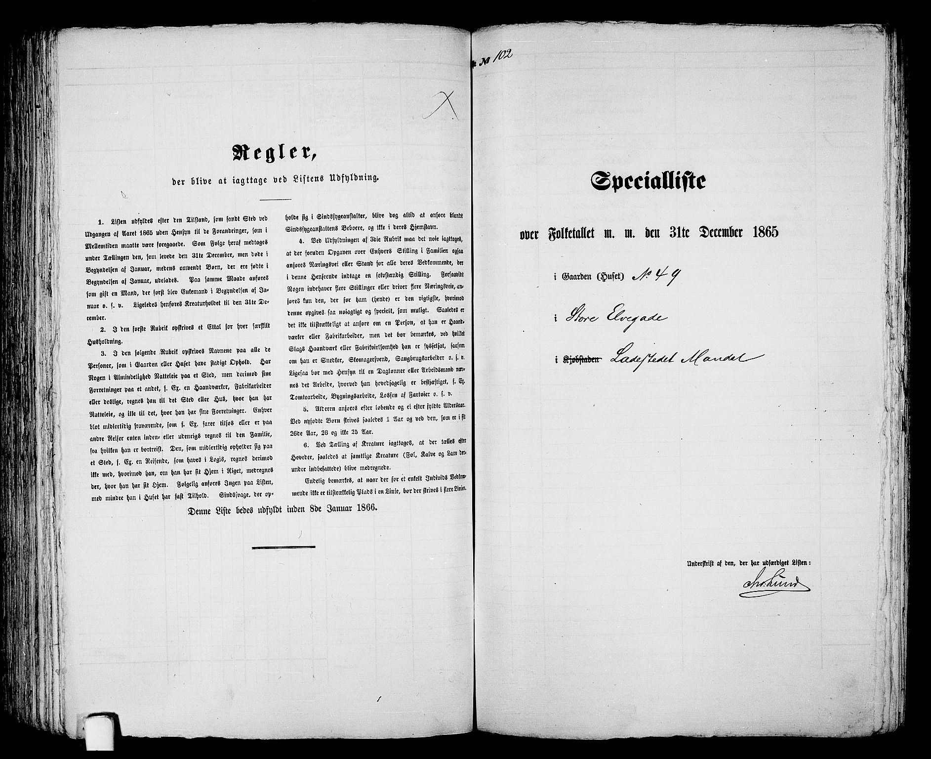 RA, 1865 census for Mandal/Mandal, 1865, p. 206