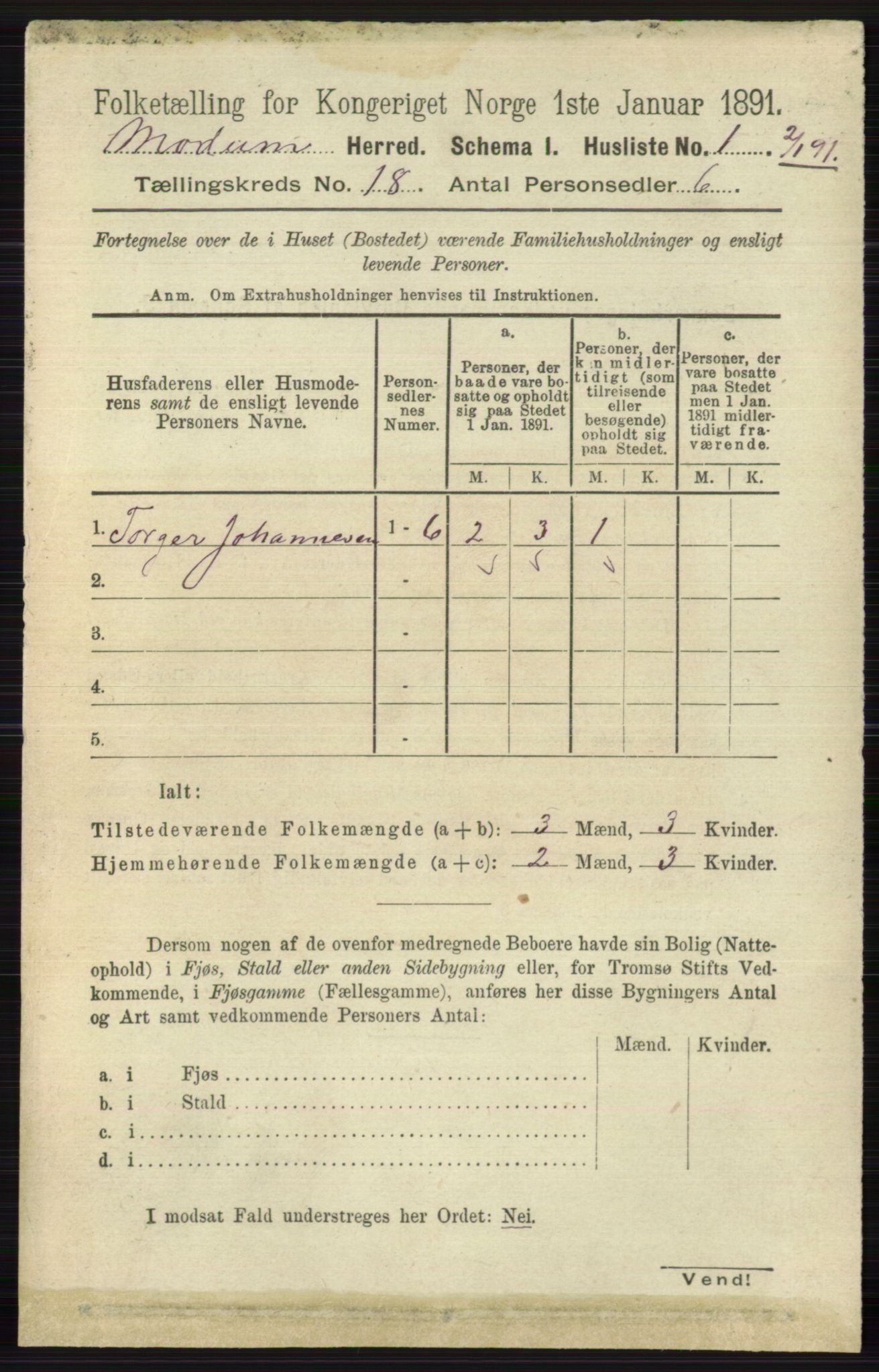 RA, 1891 census for 0623 Modum, 1891, p. 7139