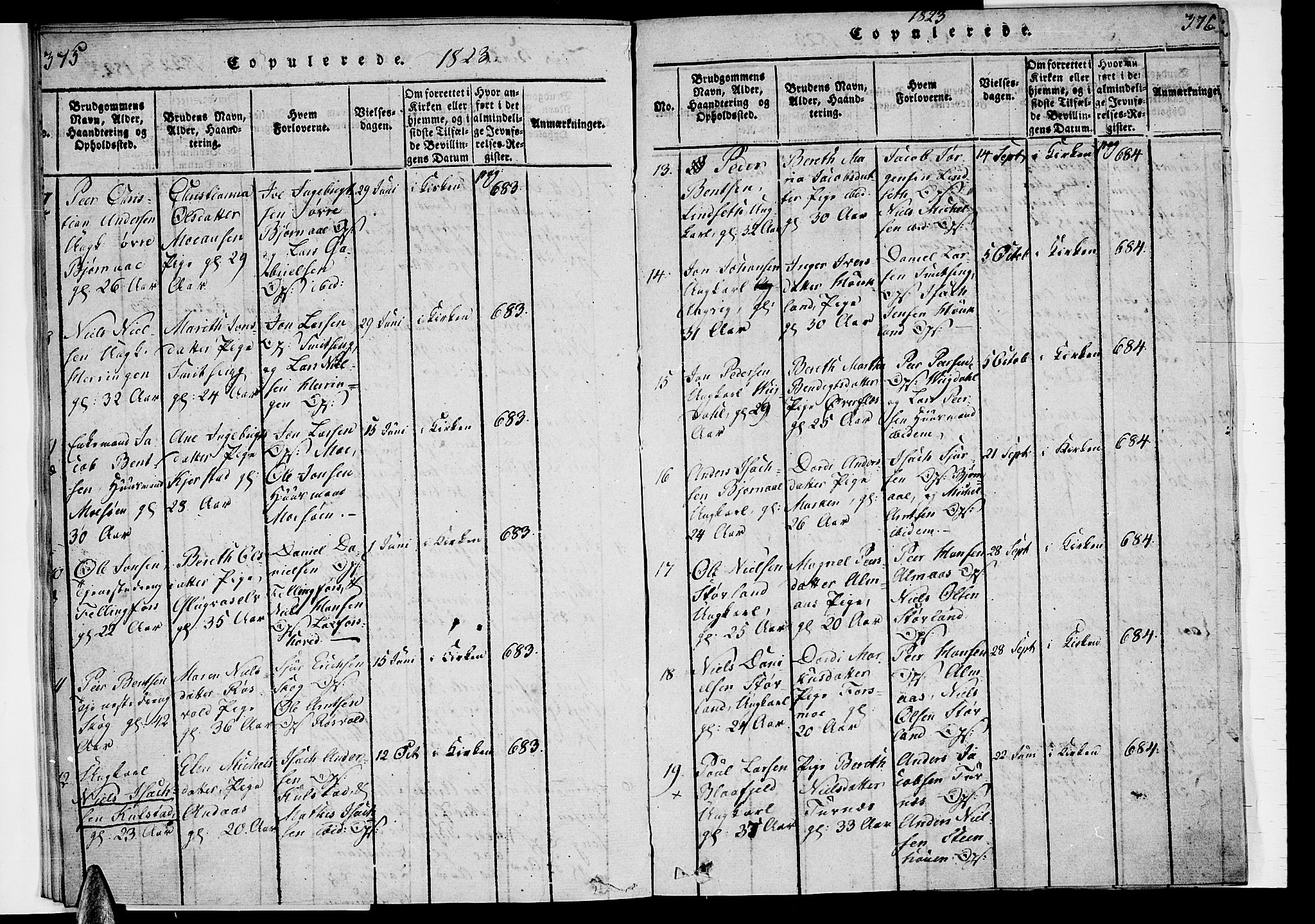 Ministerialprotokoller, klokkerbøker og fødselsregistre - Nordland, AV/SAT-A-1459/820/L0288: Parish register (official) no. 820A09, 1820-1825, p. 375-376