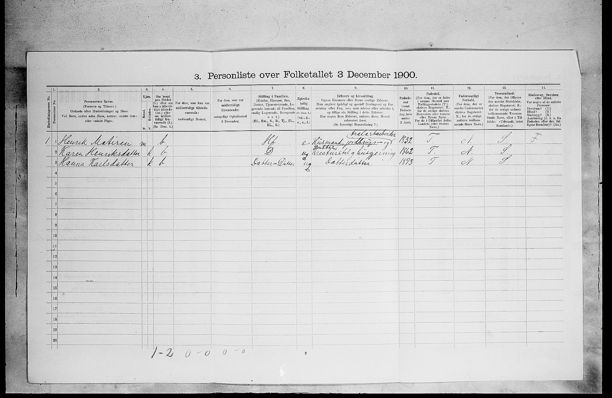 SAH, 1900 census for Grue, 1900, p. 791
