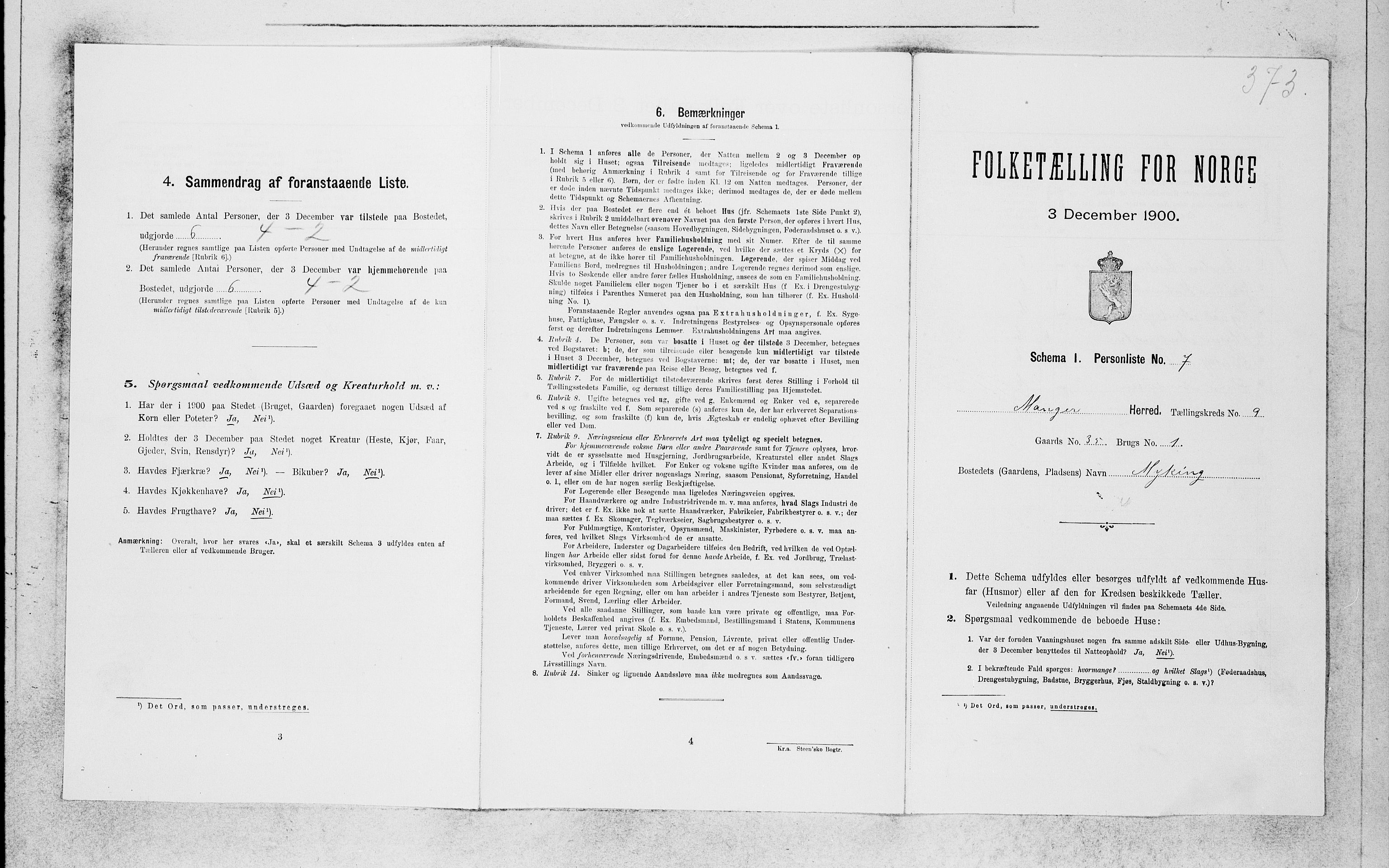 SAB, 1900 census for Manger, 1900, p. 785