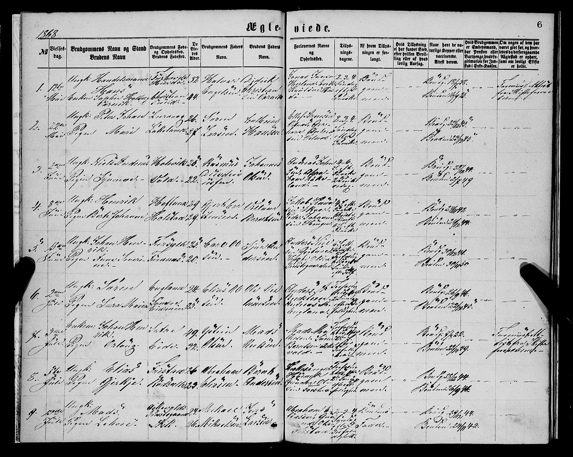 Askvoll sokneprestembete, SAB/A-79501/H/Haa/Haaa/L0014: Parish register (official) no. A 14, 1868-1878, p. 6
