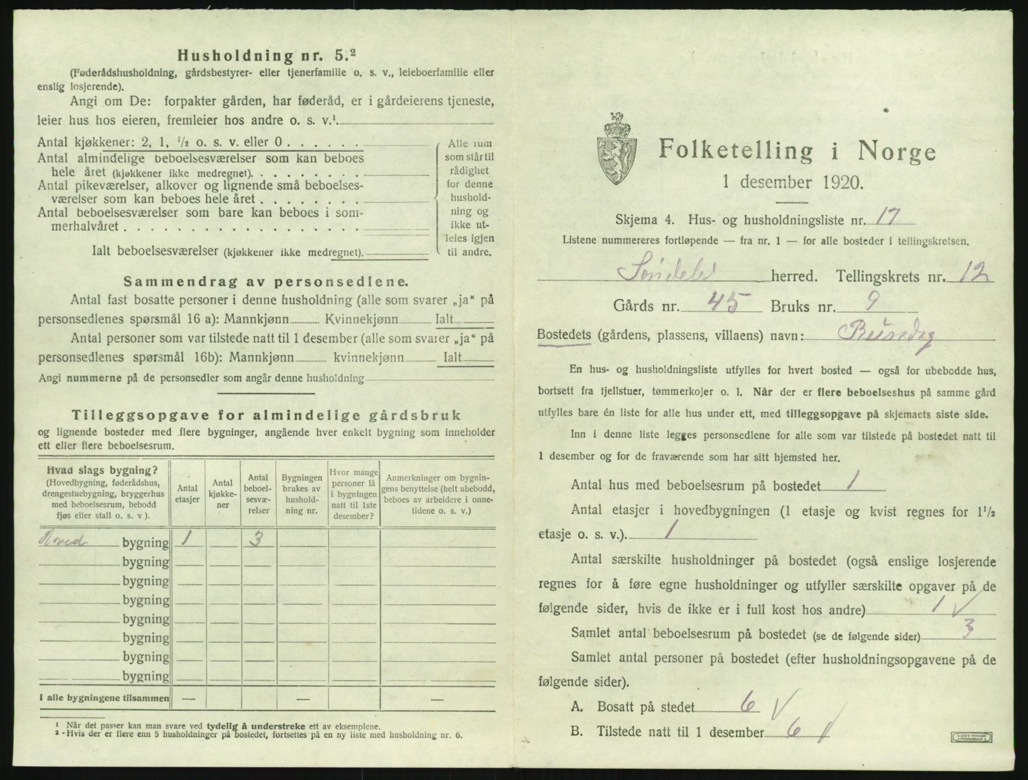 SAK, 1920 census for Søndeled, 1920, p. 987