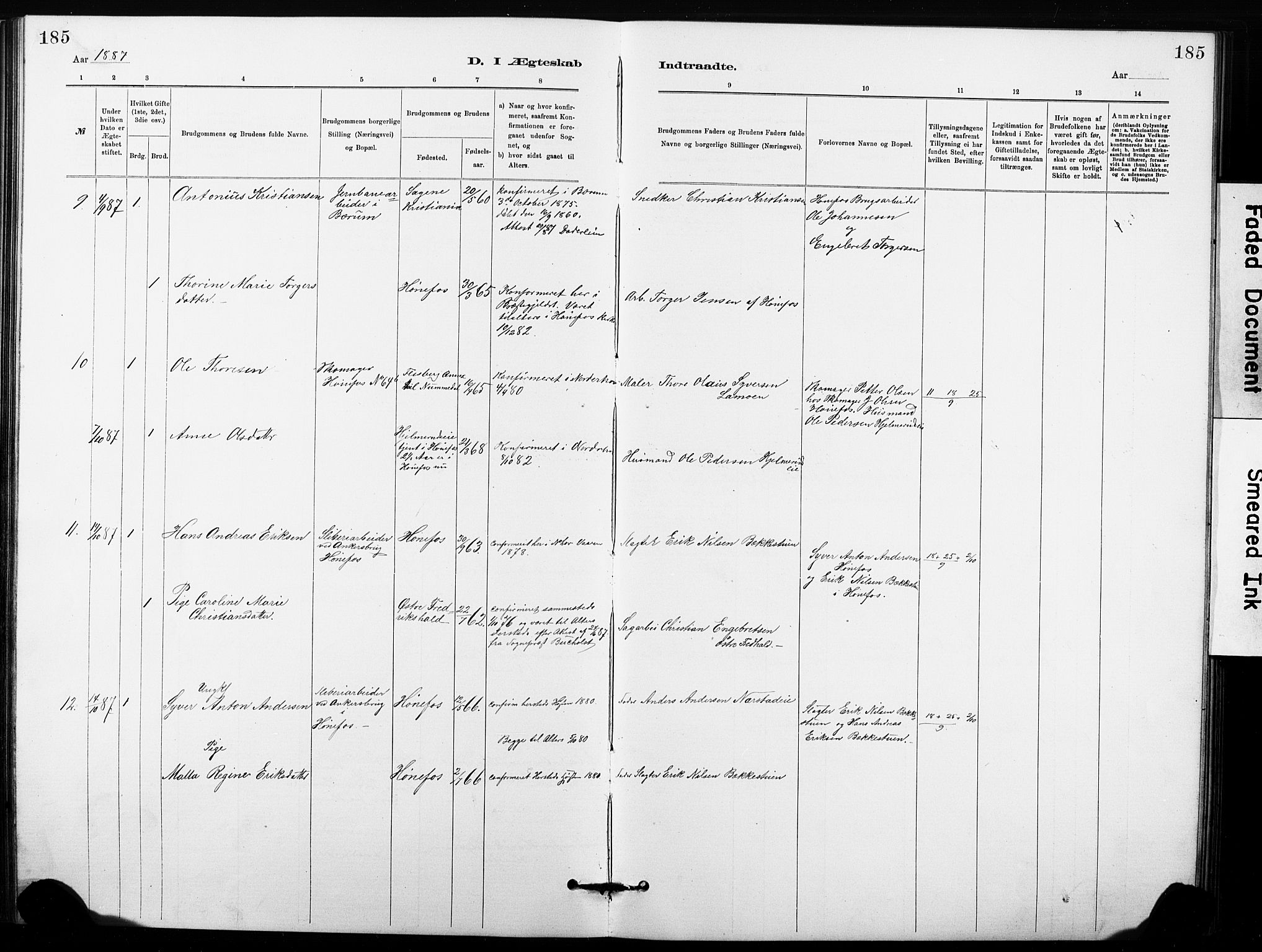 Hønefoss kirkebøker, AV/SAKO-A-609/G/Ga/L0001: Parish register (copy) no. 1, 1870-1887, p. 185