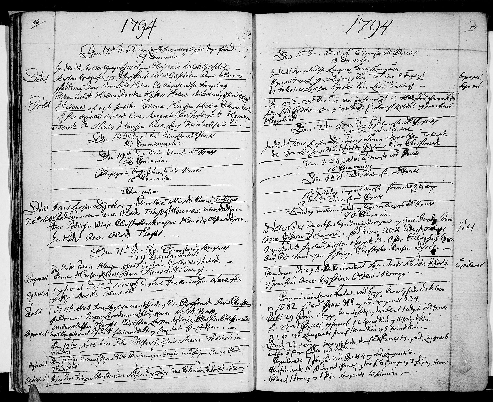 Ministerialprotokoller, klokkerbøker og fødselsregistre - Nordland, AV/SAT-A-1459/893/L1330: Parish register (official) no. 893A03, 1791-1820, p. 46-47