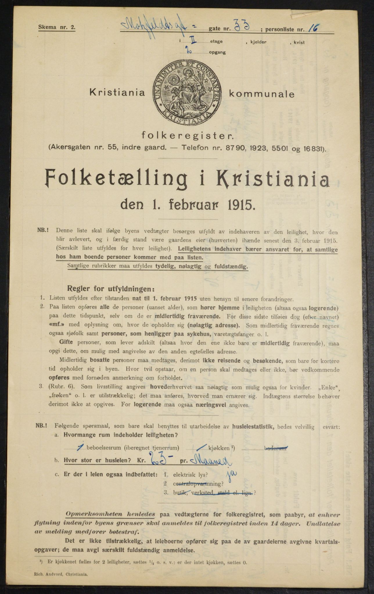 OBA, Municipal Census 1915 for Kristiania, 1915, p. 66061