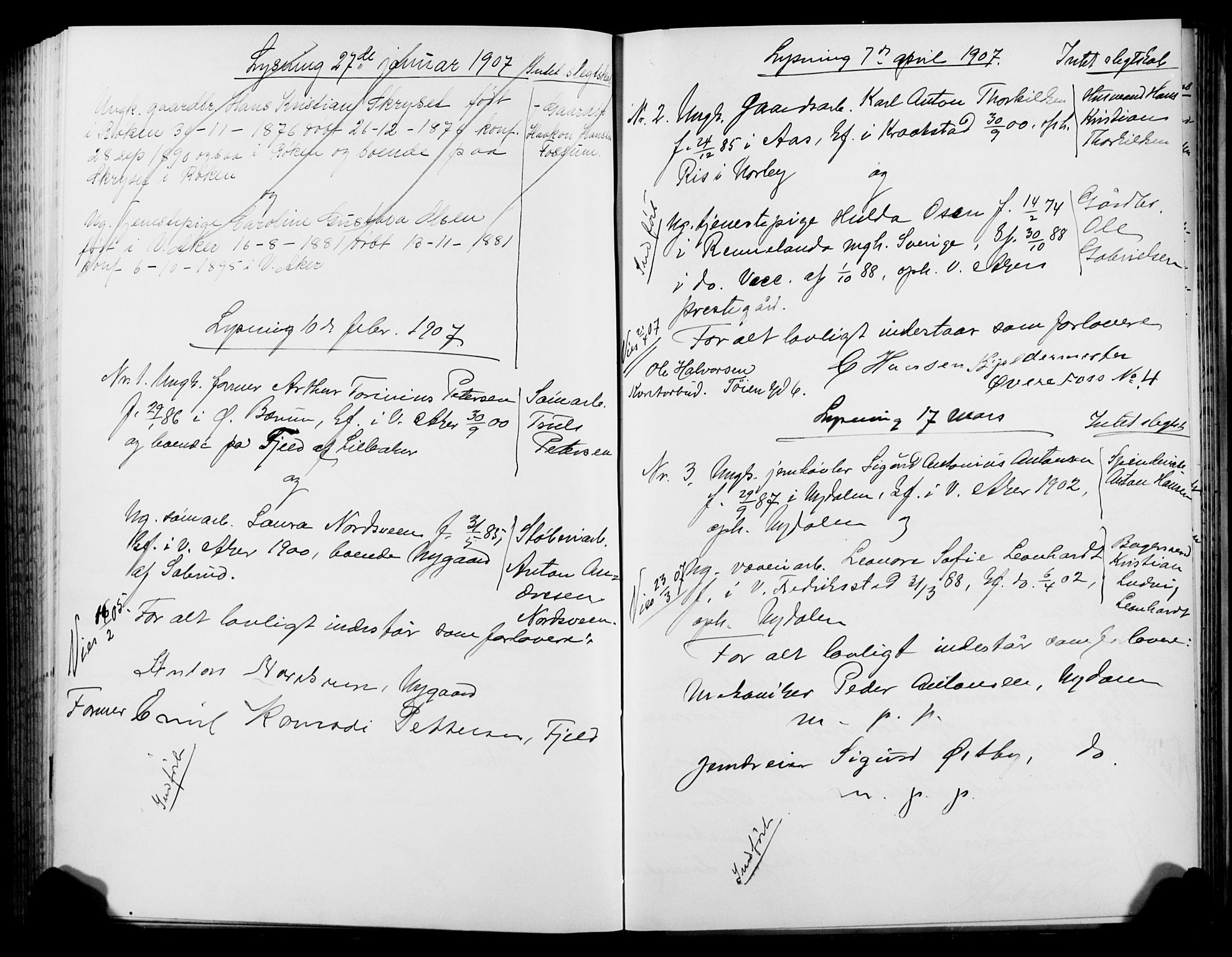 Vestre Aker prestekontor Kirkebøker, AV/SAO-A-10025/H/Ha/L0003: Banns register no. 3, 1898-1912