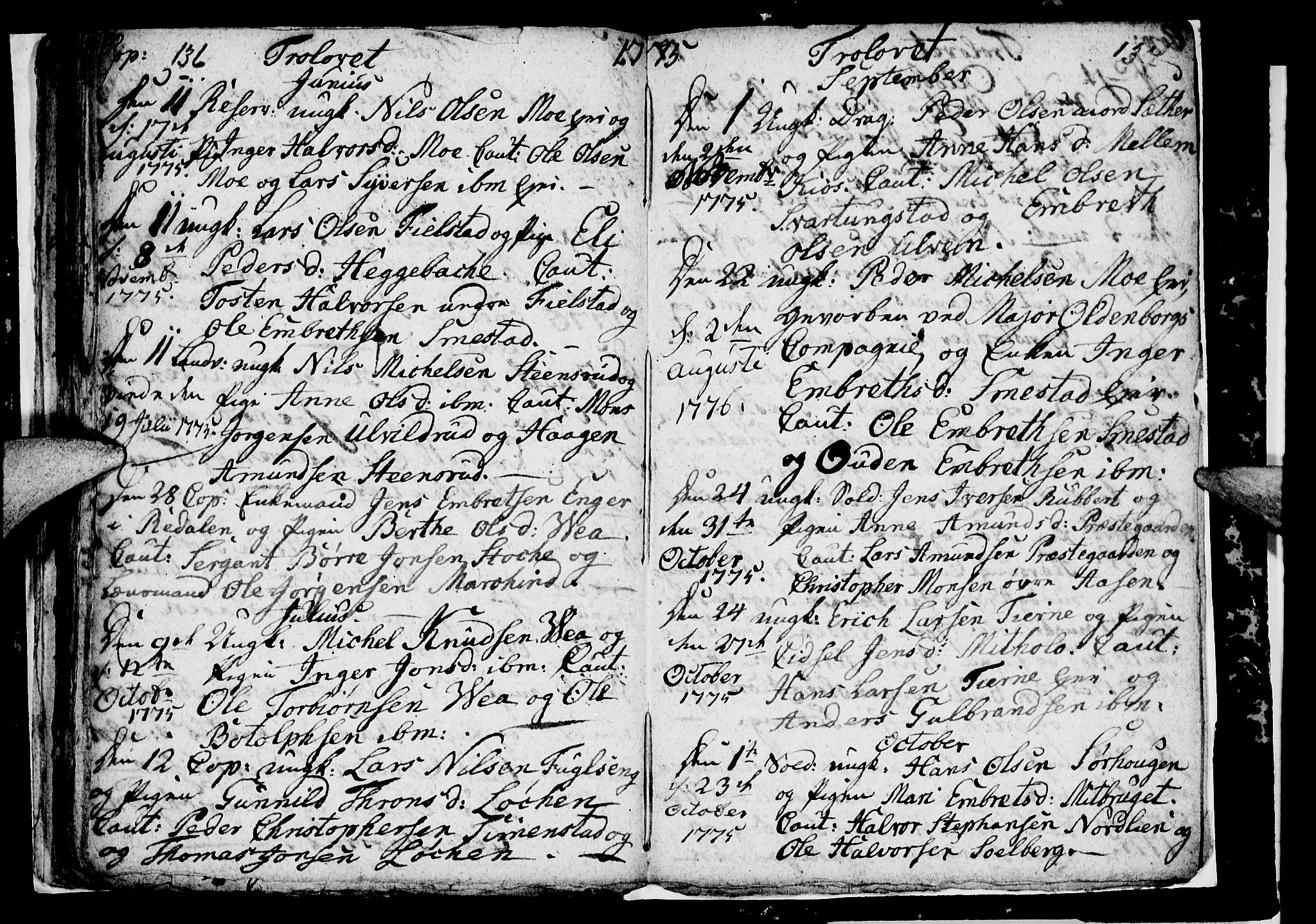 Ringsaker prestekontor, SAH/PREST-014/I/Ia/L0005/0001: Parish register draft no. 1A, 1773-1775, p. 136-137