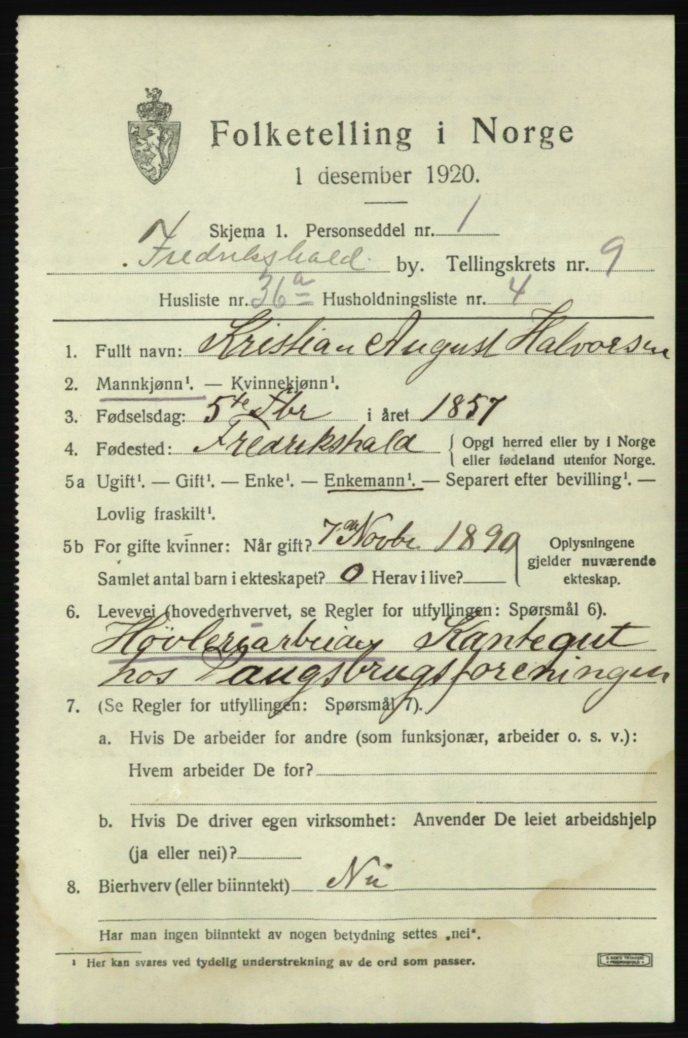 SAO, 1920 census for Fredrikshald, 1920, p. 16711