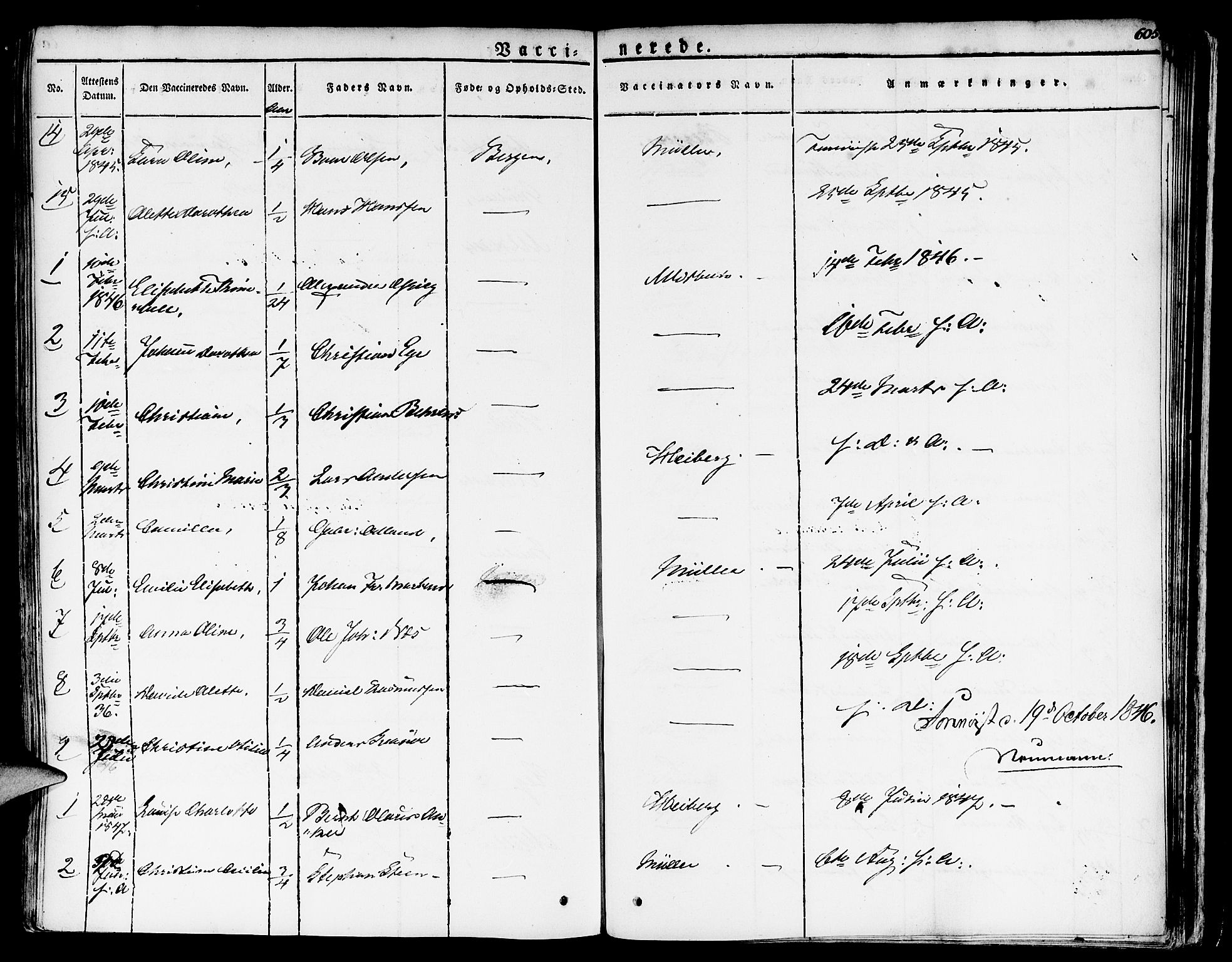 Nykirken Sokneprestembete, AV/SAB-A-77101/H/Haa/L0012: Parish register (official) no. A 12, 1821-1844, p. 605