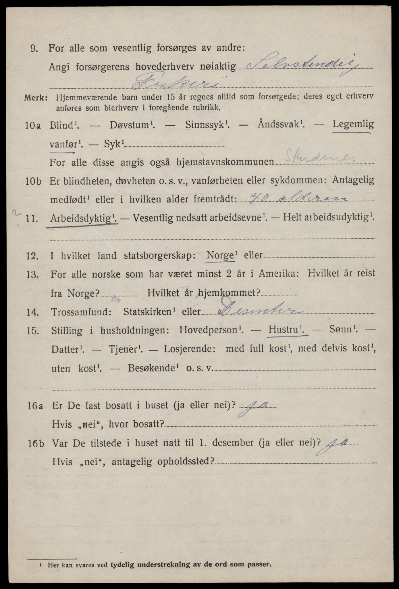 SAST, 1920 census for Skudenes, 1920, p. 3823