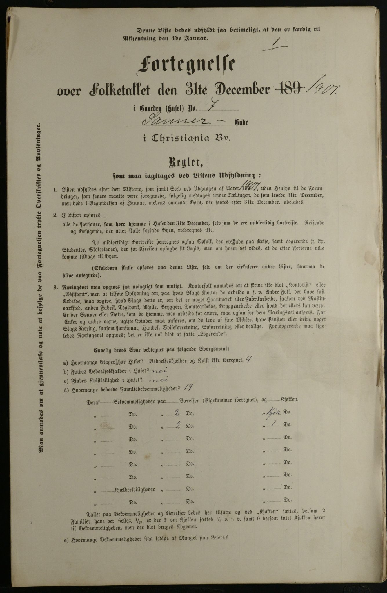 OBA, Municipal Census 1901 for Kristiania, 1901, p. 13709